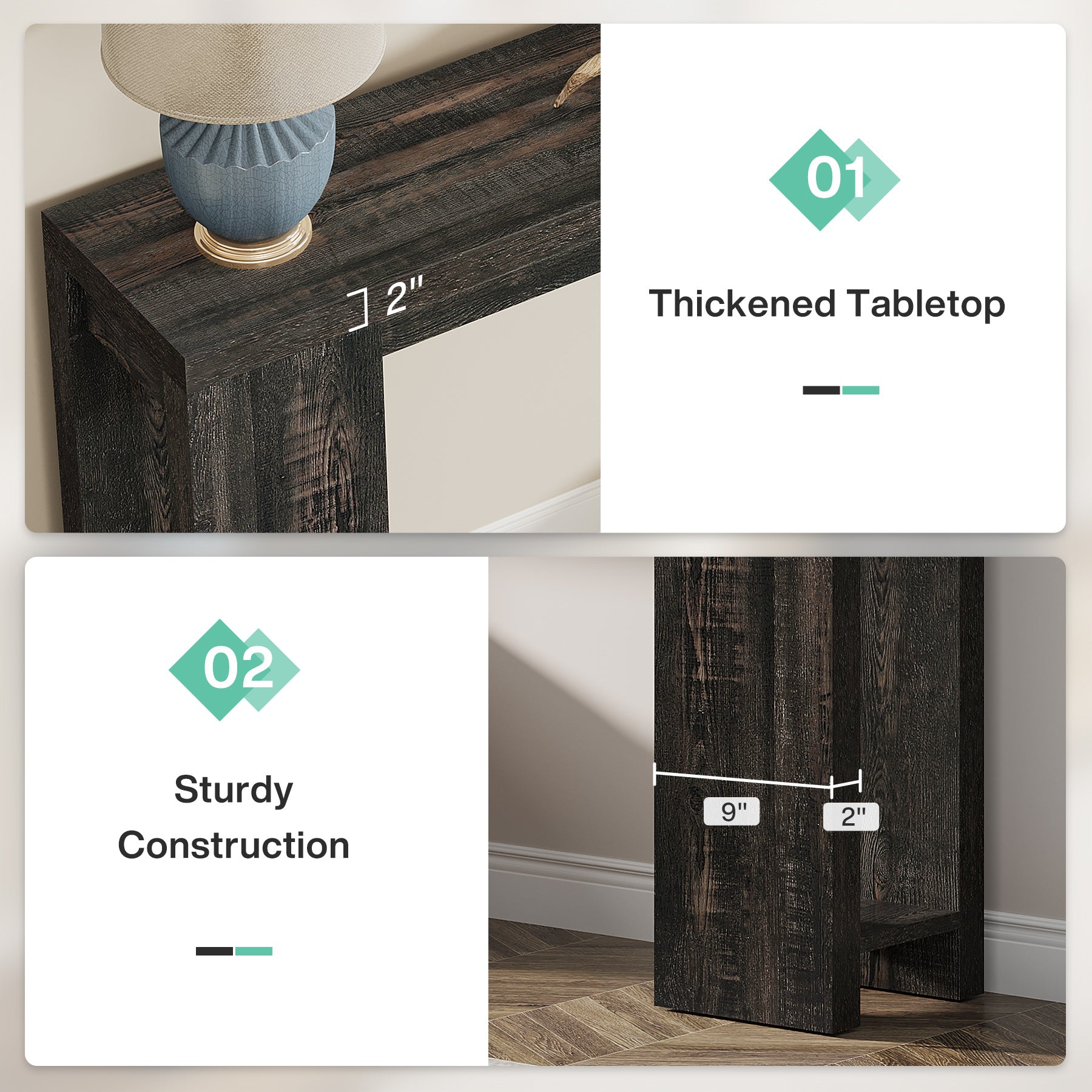 Tribesigns 70.9" Extra Long Console Table, Farmhouse Narrow Sofa Table for Entryway