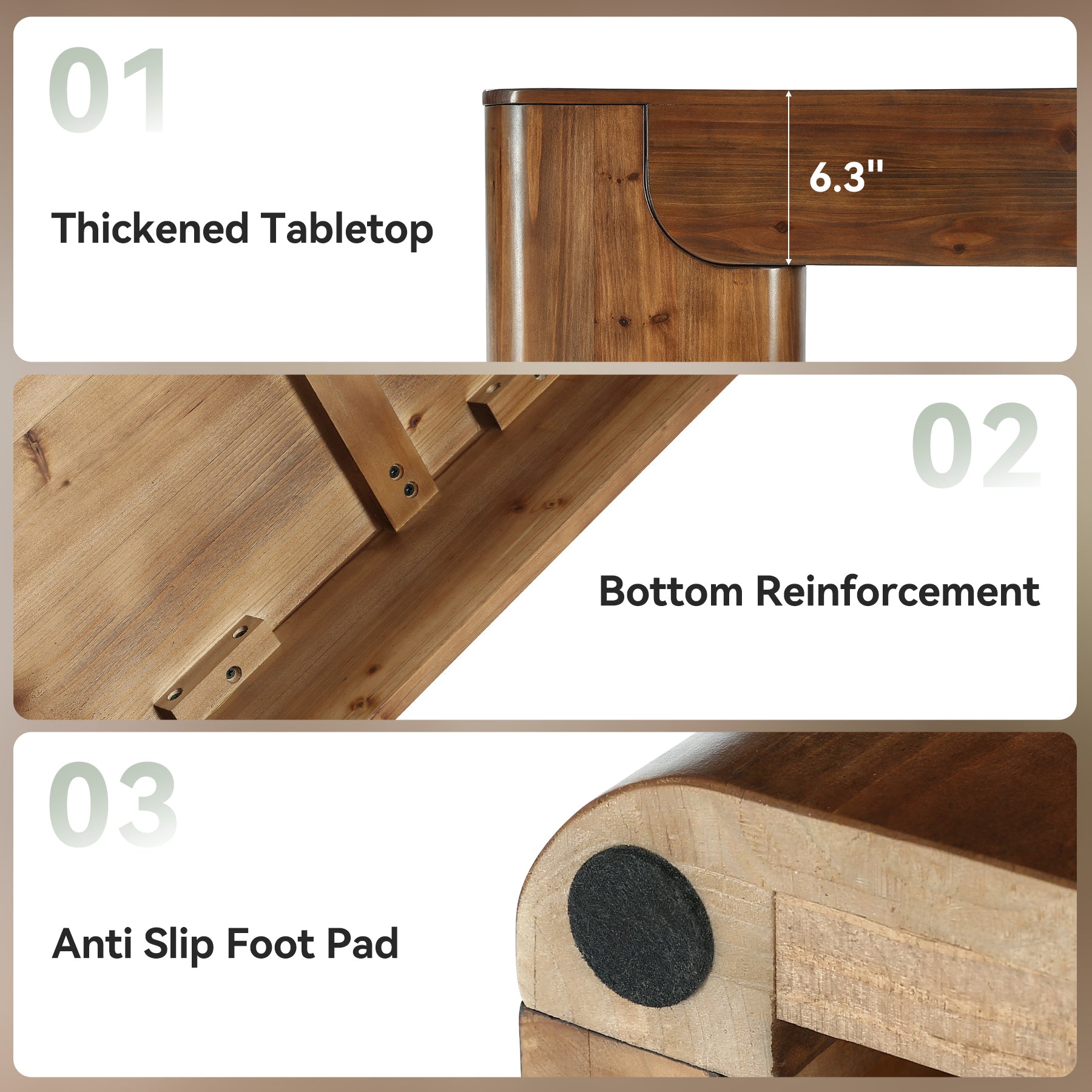 59" Solid Wood TV Stand, Heavy Duty Media TV Console for 55/60/65/75-Inch TVs