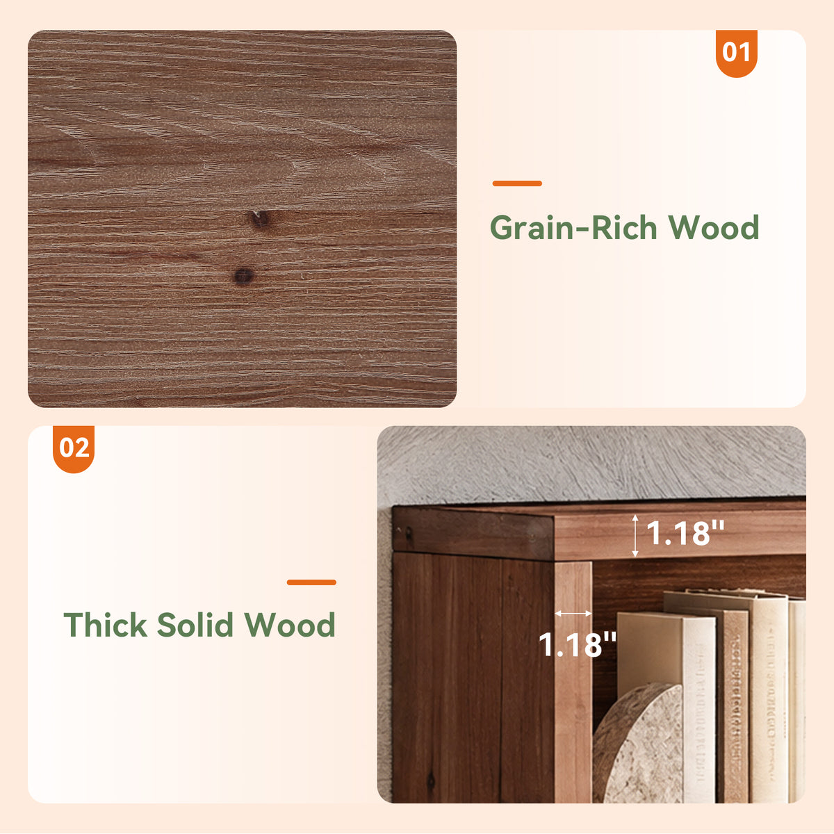 47" Solid Wood Floating Cube Shelves, Set of 3, Wall-Mounted Open Display Storage