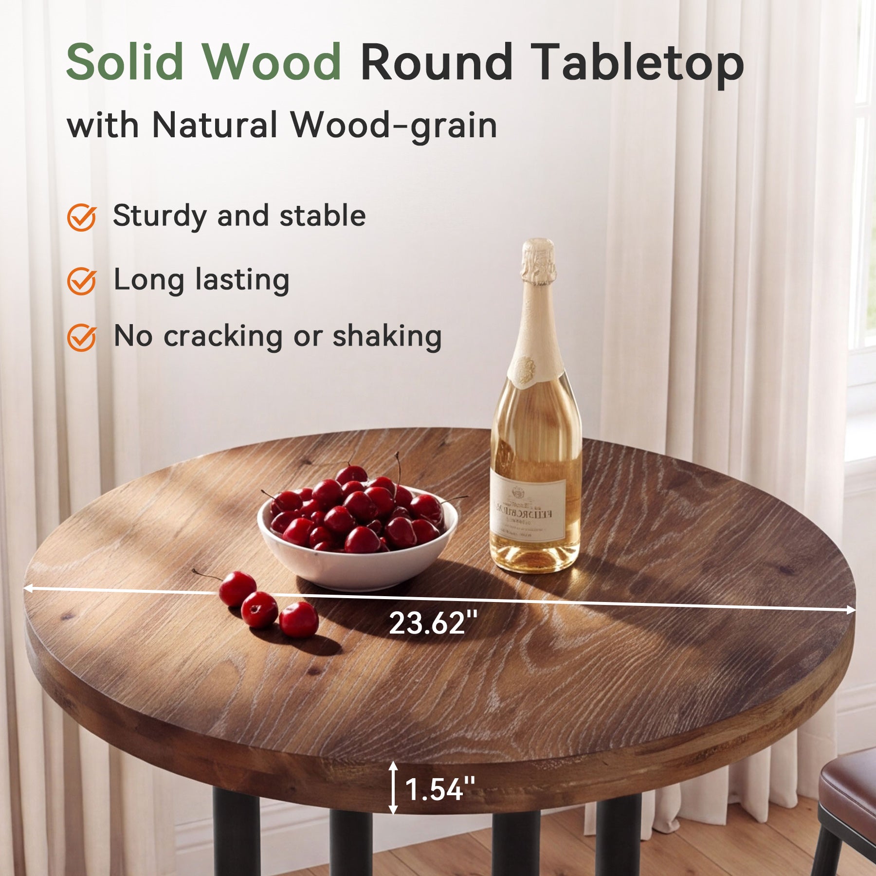 37.4" Round Bar Table, Solid Wood High Bar Height BistroTable