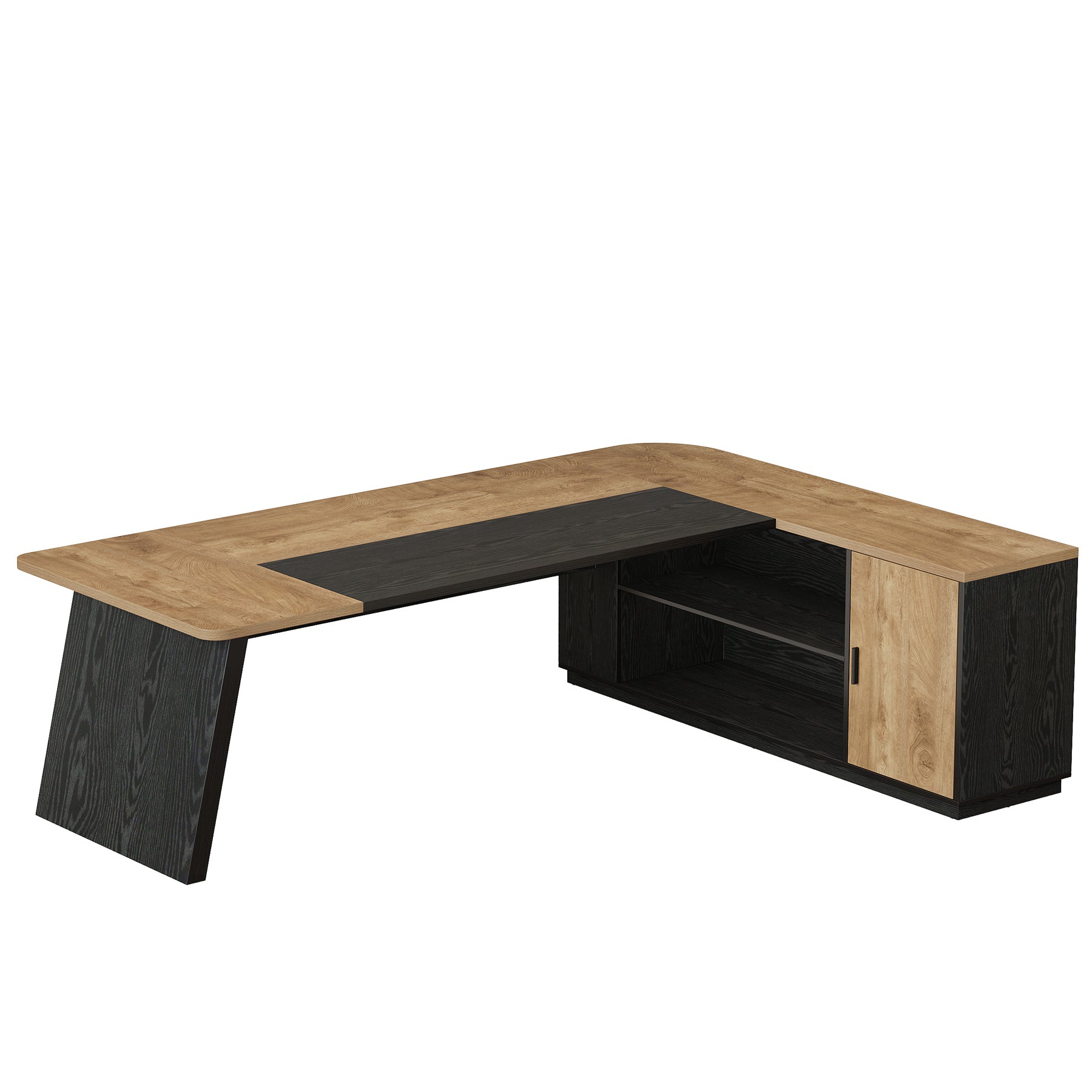 79" Executive Desk, L-Shaped Office Compter Desk with Cabinet for Home Office