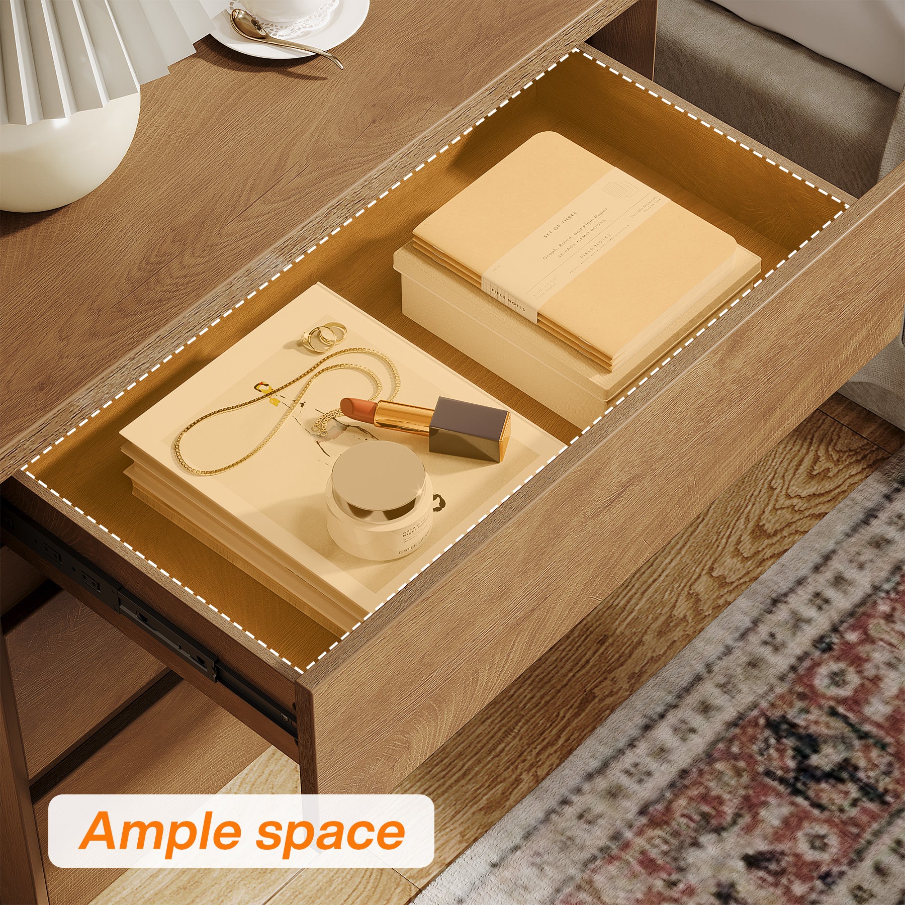 31.5" Wide Nightstand, Farmhouse Bedside Table with 3 Storage Drawers