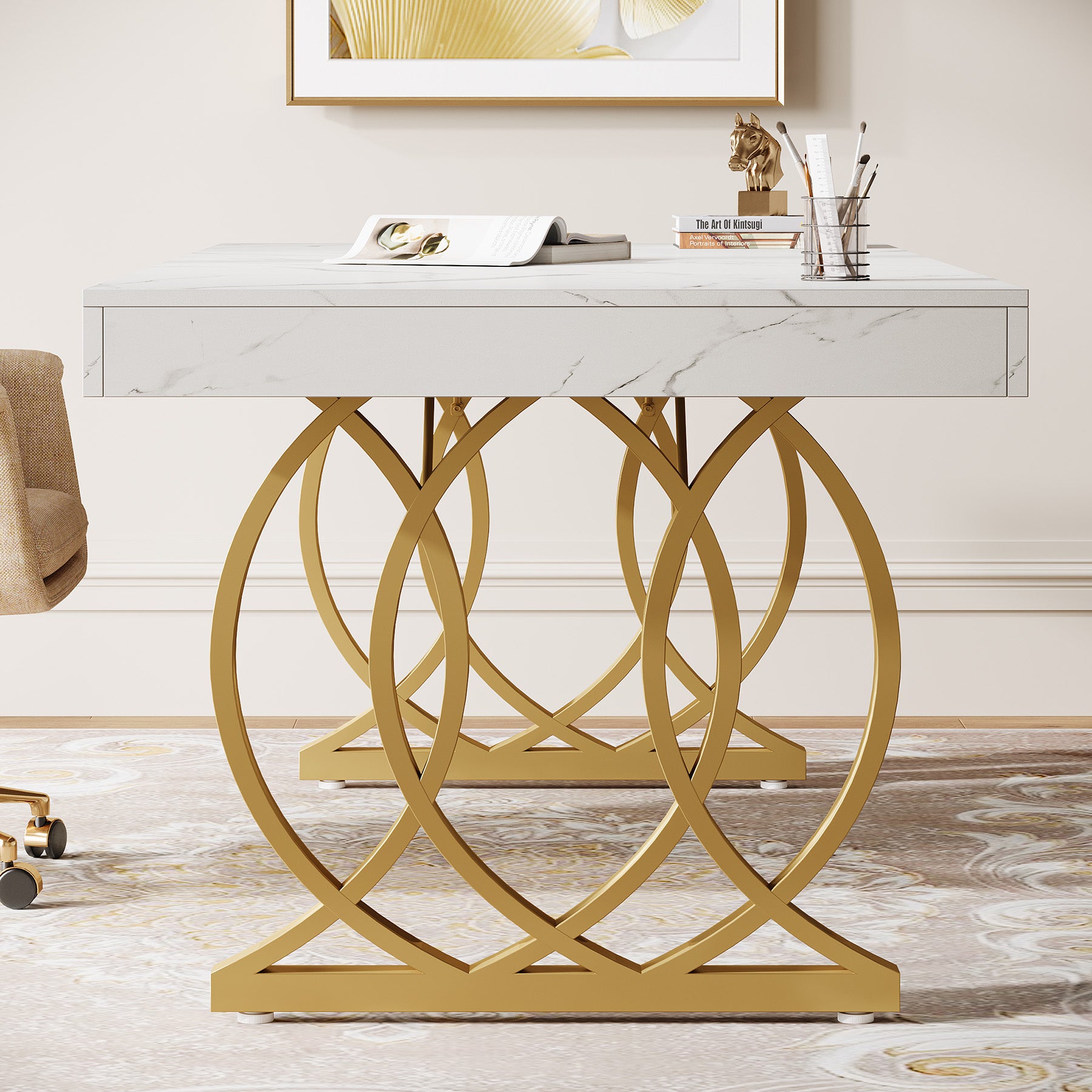 63" Executive Desk, Modern Office Computer Desk with Luxury Design