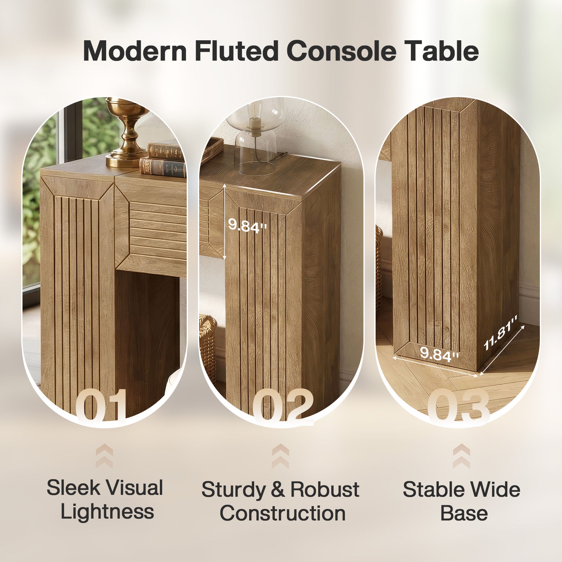 79" Extra Long Console Table, Modern Farmhouse Entryway Sofa Table with Fluted Legs