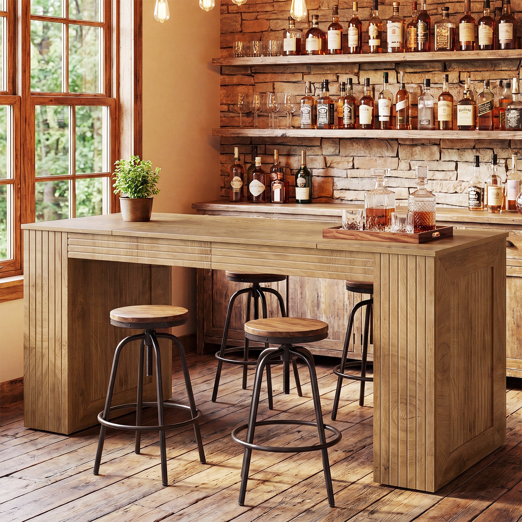 Tribesigns 62.99-Inch Counter Height Pub Table with Strong Frame, Farmhouse Bar Table for Kitchen(Only Table)
