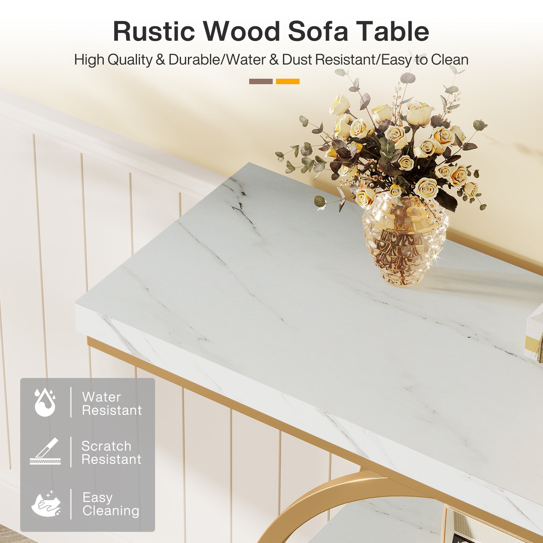 41.3" Console Table, Industrial 4-Tier Sofa Table Entryway Table with Circle Base