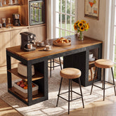 63" Farmhouse Solid Wood Kitchen Island, 2-Tier Side Storage 3