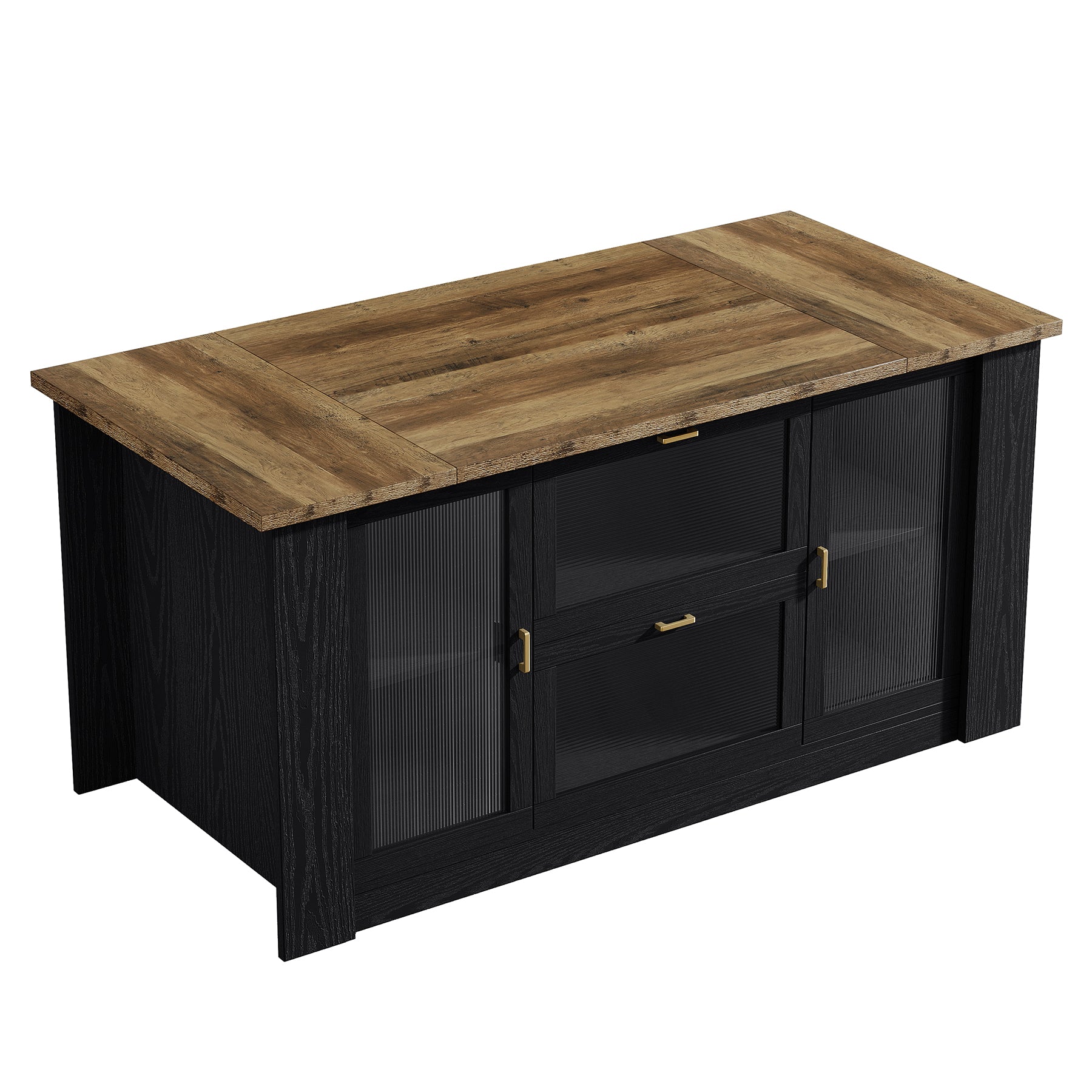 71" Counter Height Bar Table with Seating, 2 Drawers & Storage Cabinets, Pub Table, Kitchen