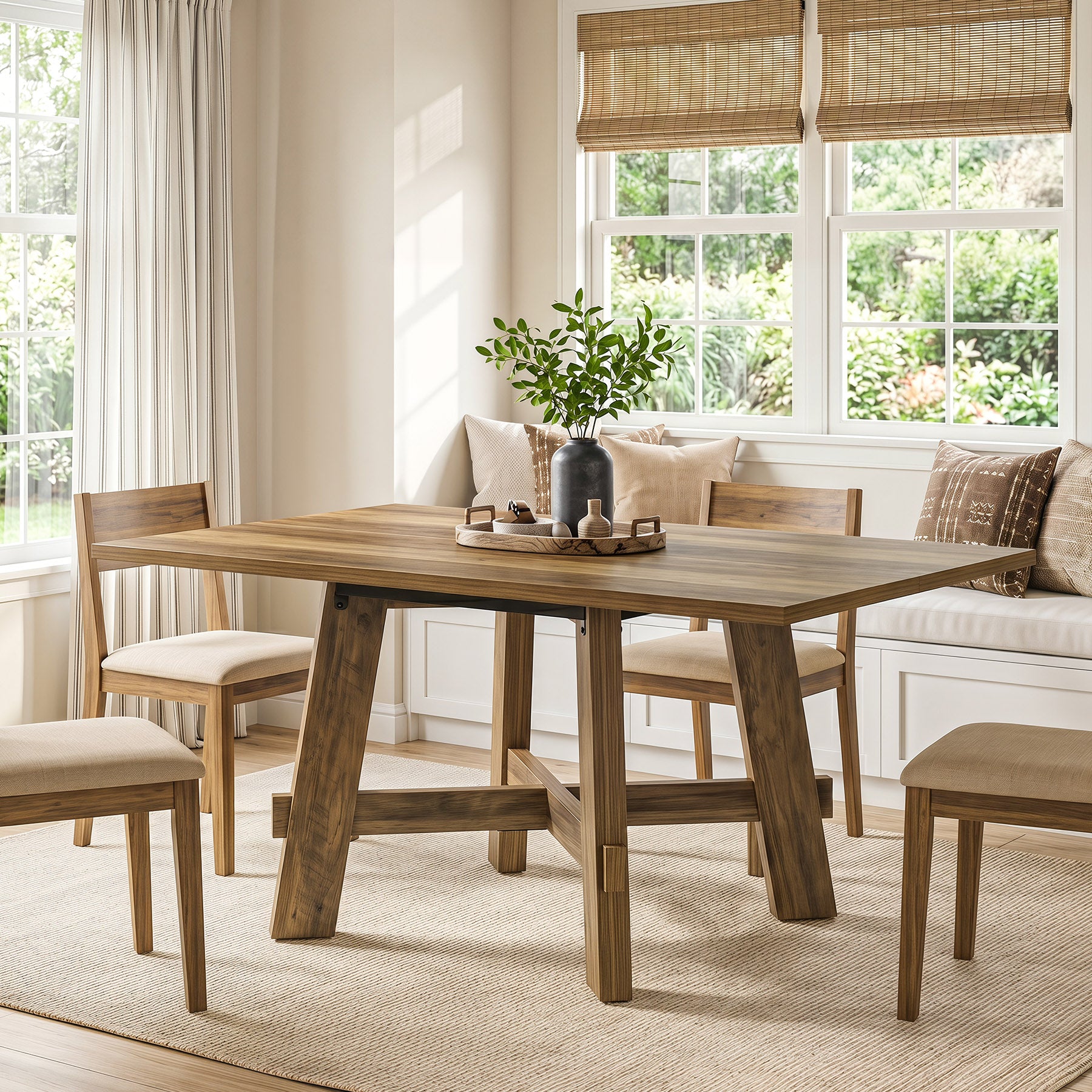 Tribesigns 47-Inch Dining Table, Cross Brace Kitchen Table for 4