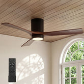 52" Ceiling Fans with Lights & Remote Control, 3 Solid Wood Blades 3