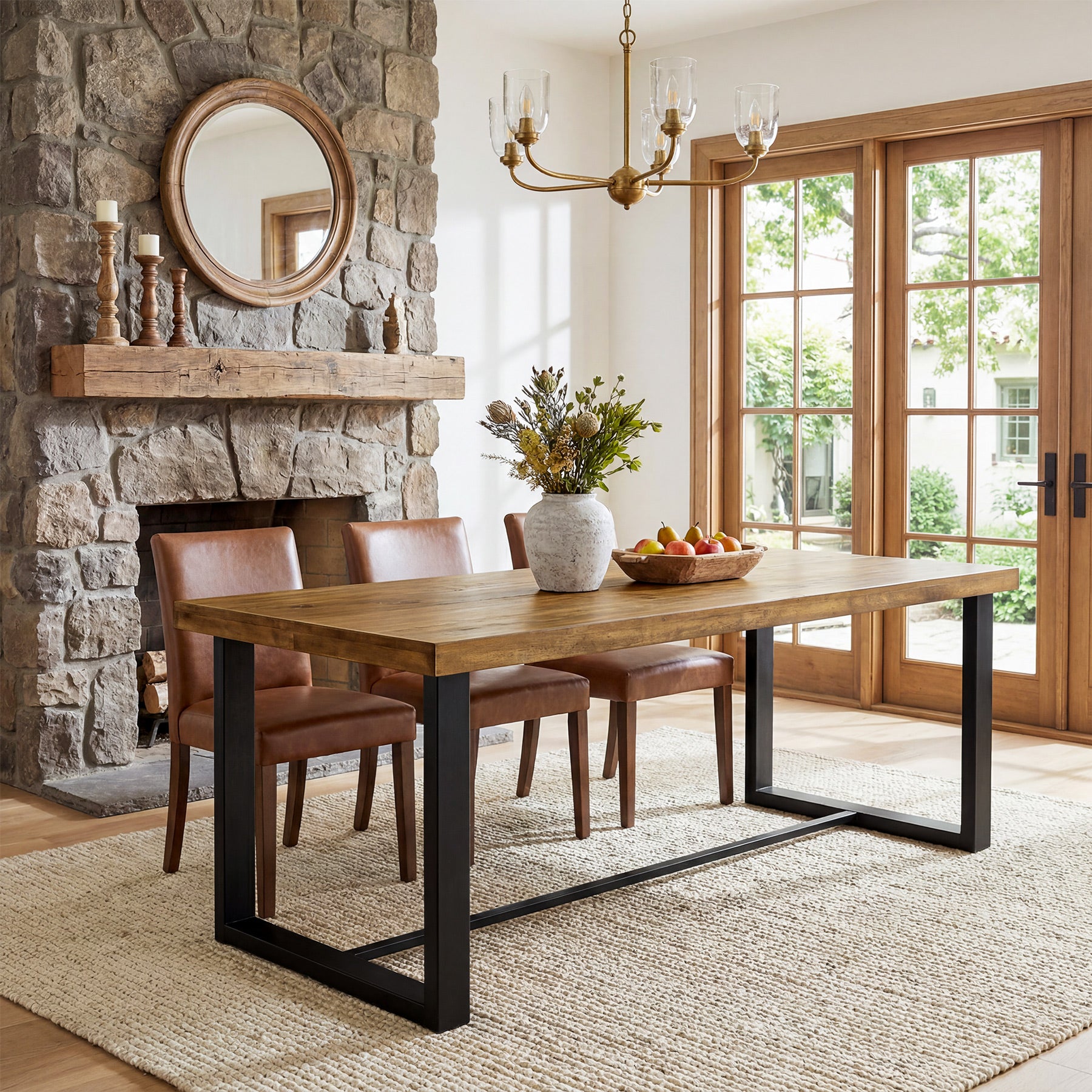 70.8" Solid Wood Dining Table, Farmhouse Kitchen Table for 6-8 for Dining Room