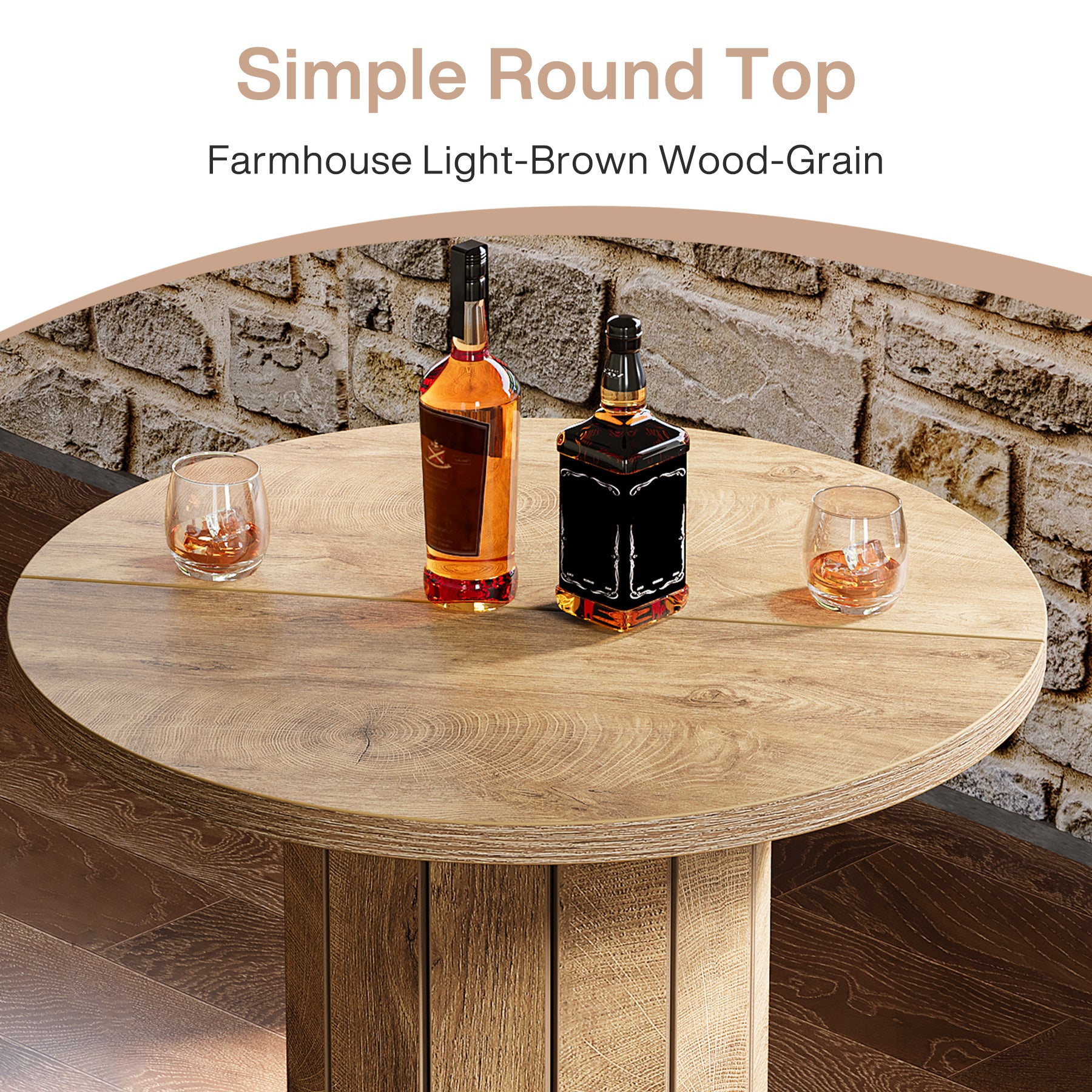 31" Bar Table, Round Bistro Pub Table with Footrest for Dining Coffee Cocktail(Only Table)
