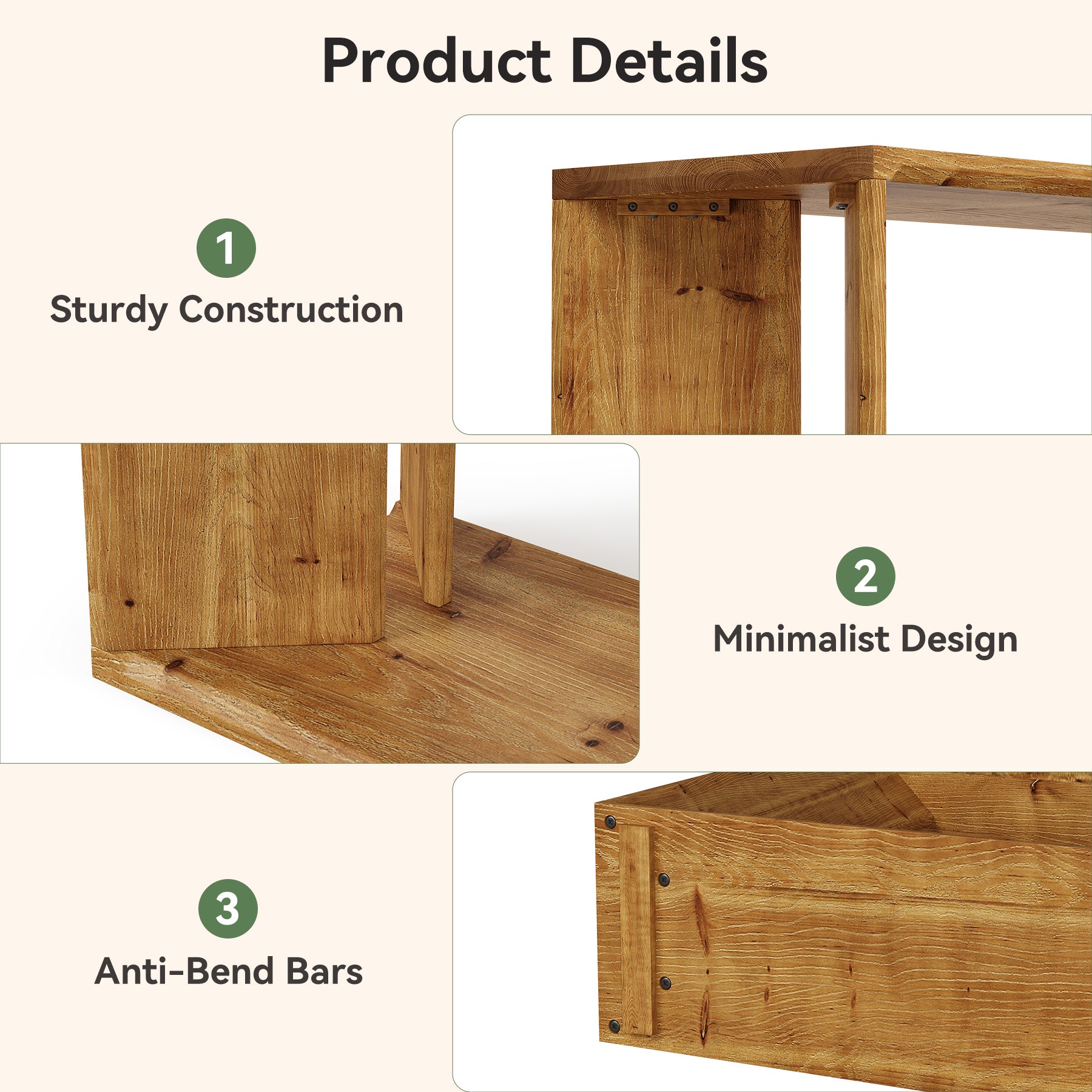 2-Tier Solid Wood Console Table, 55" Farmhouse Entryway Table for Foyer