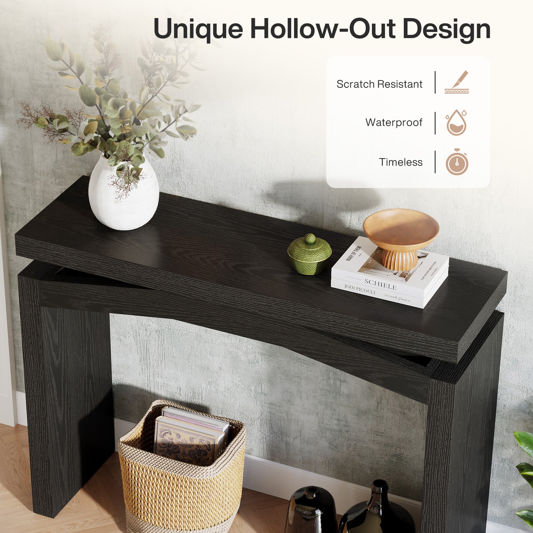 40" Farmhouse Console Table, Narrow Entryway Sofa Table with Hollow Design for Hallway, Foyer, or Living Room