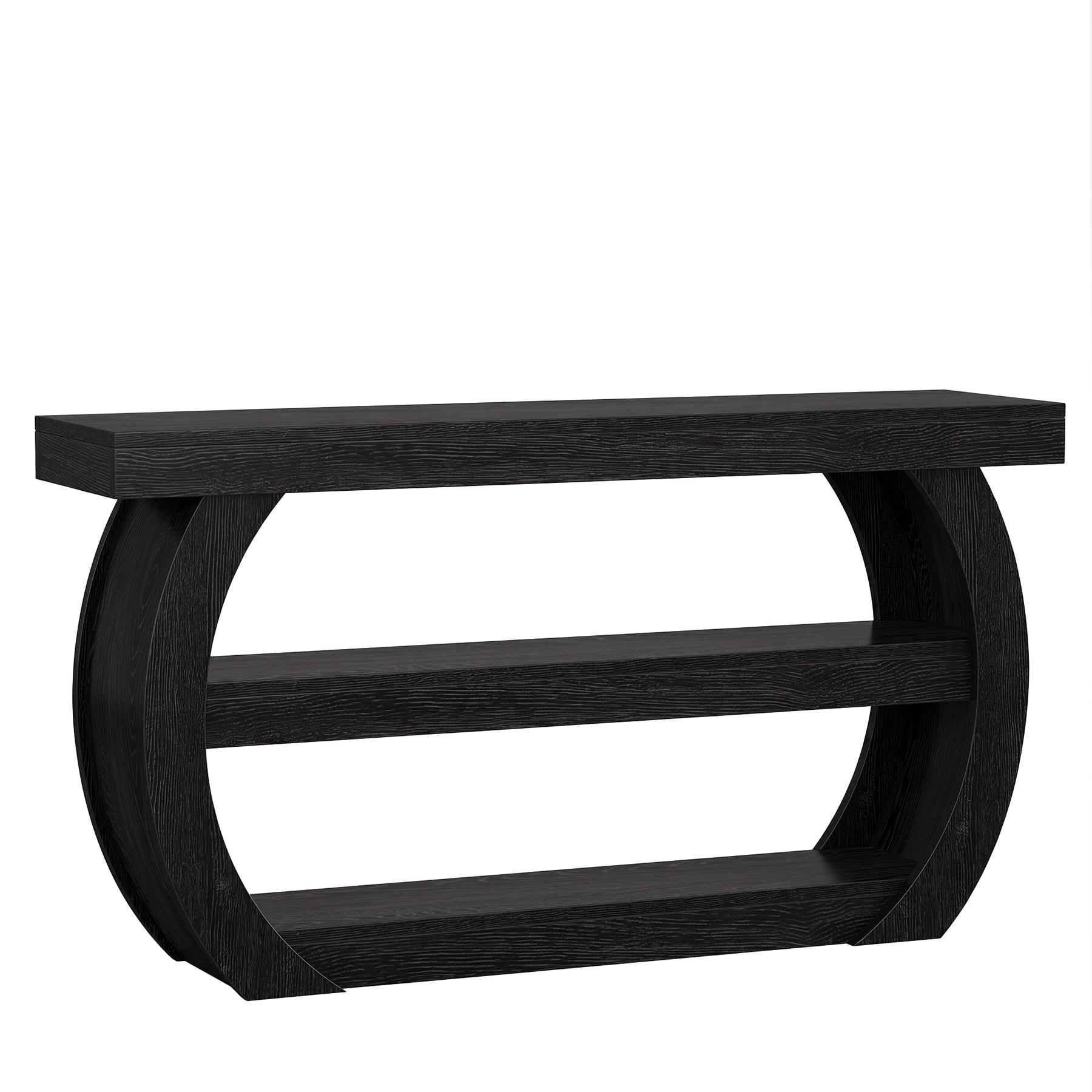 63" Farmhouse Console Table, 3-Tier Wooden Entryway Table Sofa Console