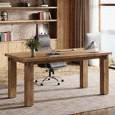 63" Solid Wood Executive Desk, Farmhouse Computer Desk with Study Legs for Home Office 3
