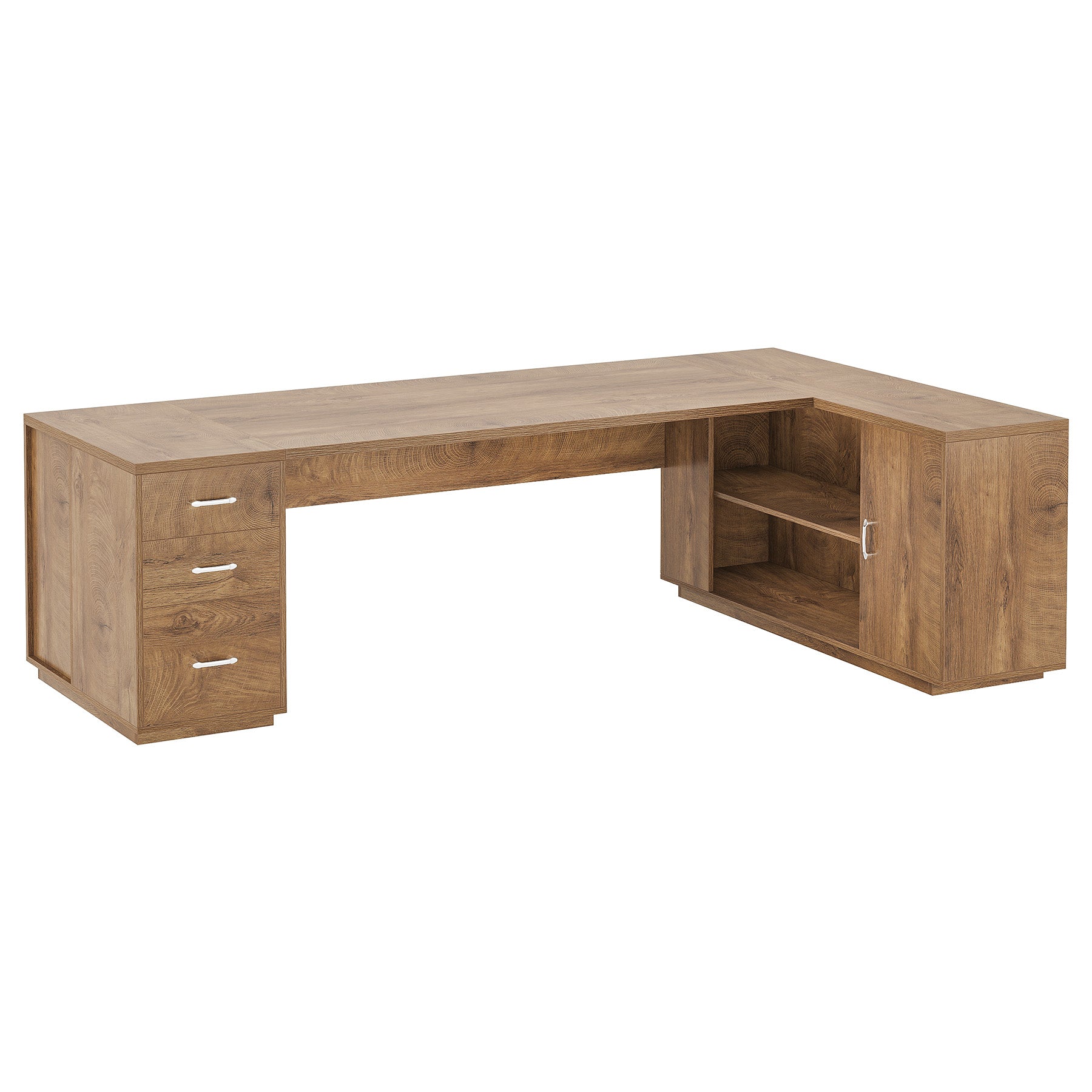 85.8" Executive Desk, L-Shaped Office Desk Computer Desk with File Drawers