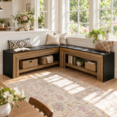 55" L-Shaped Corner Shoe Storage Bench, 2-Tier Entryway Bench with Open Shelves 3