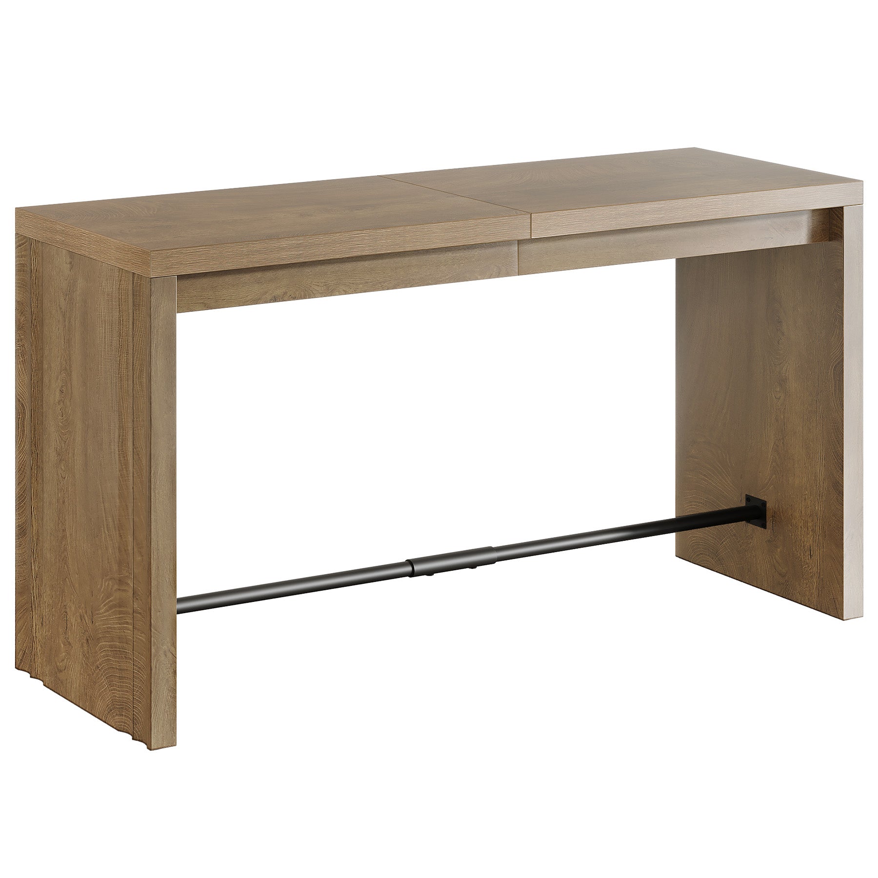 63" Bar Table, Rectangular Counter Height Pub Table with Metal Footrest