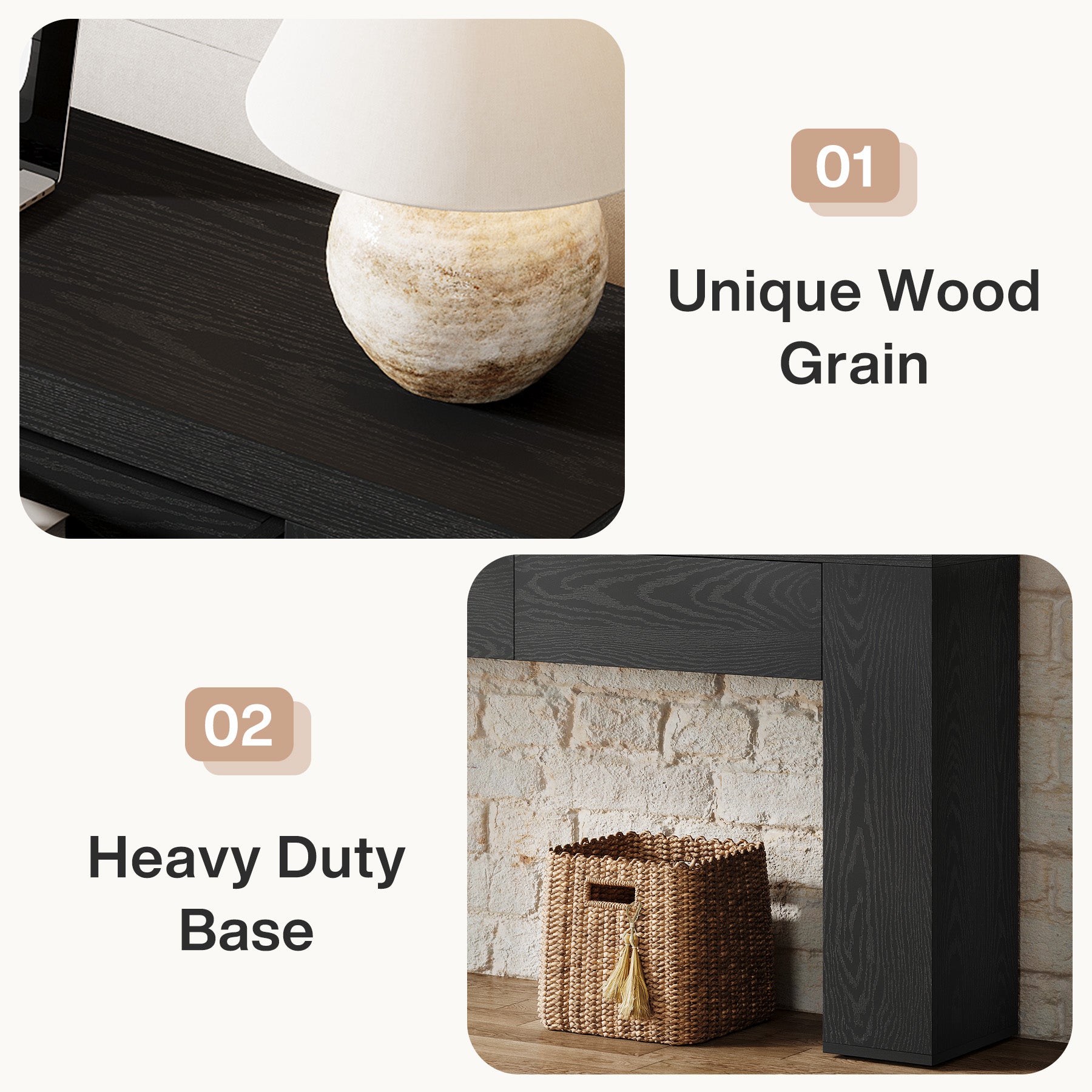 63“ Rustic Console Table with Drawers, Narrow Sofa Table for Hallway or Entryway