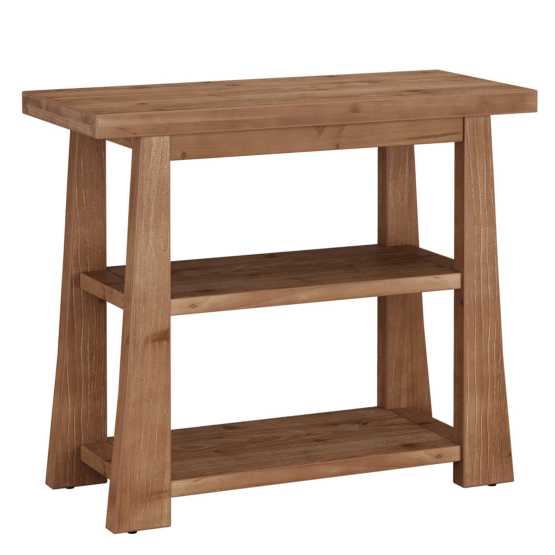 27.5" Wooden End Table, Narrow Nightstand with 3 Tier Storage Shelves for Living Room