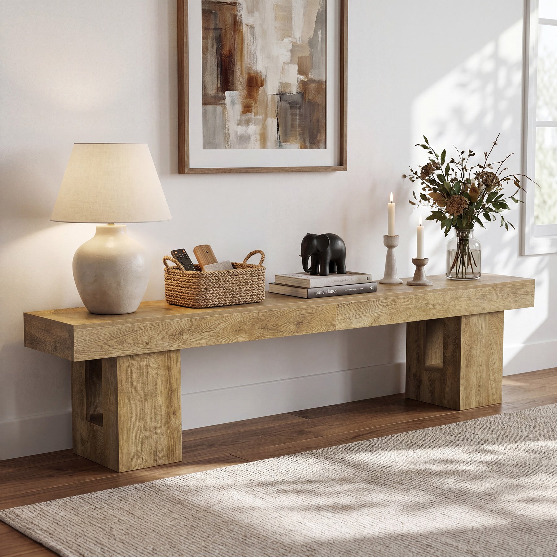 83" TV Stand for 65/75/85" TVs, Modern Rustic Entertainment Center for Living Room