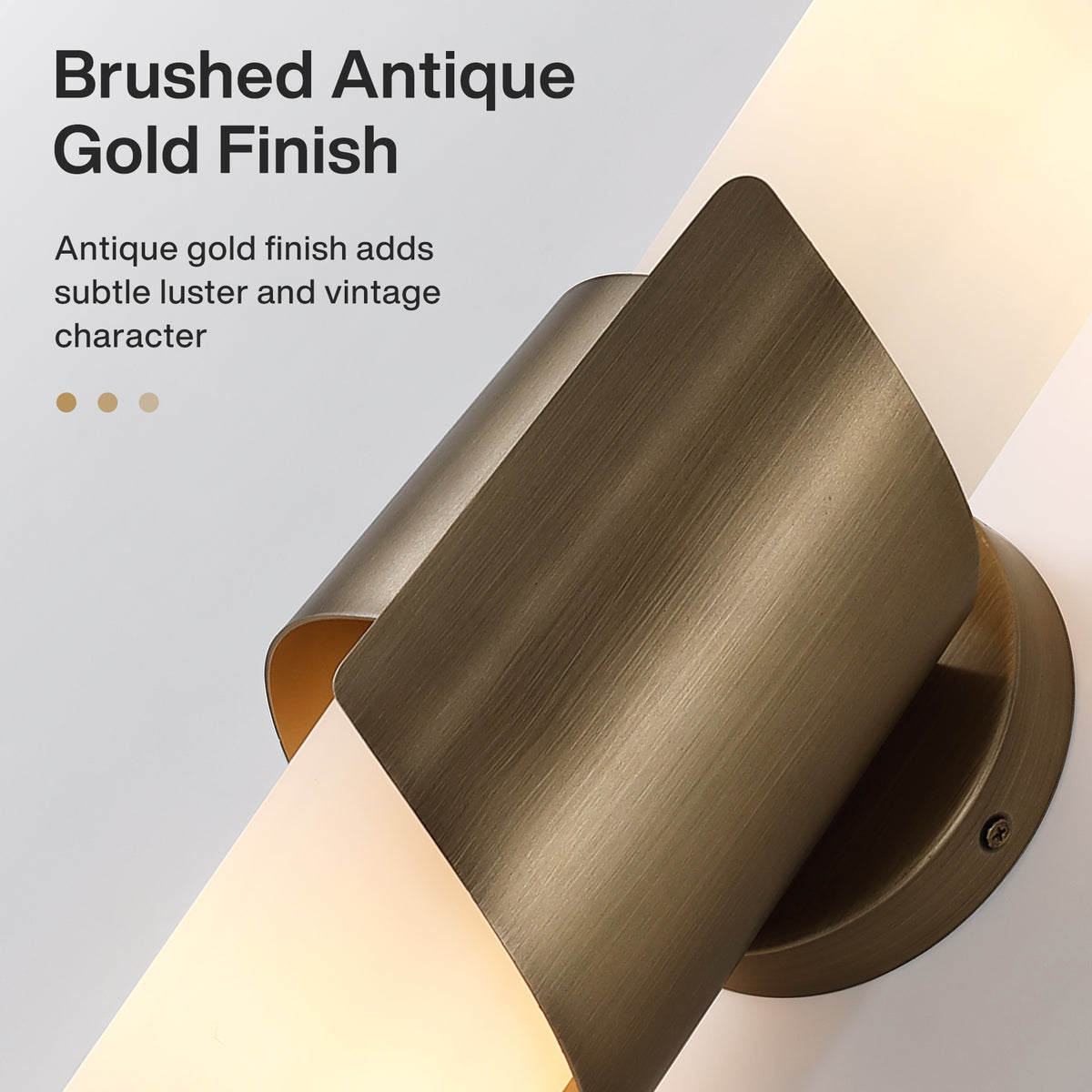 2‑Light Cylinder Wall Sconce, Brushed Antique Brass Wall Light with Frosted Glass Shade