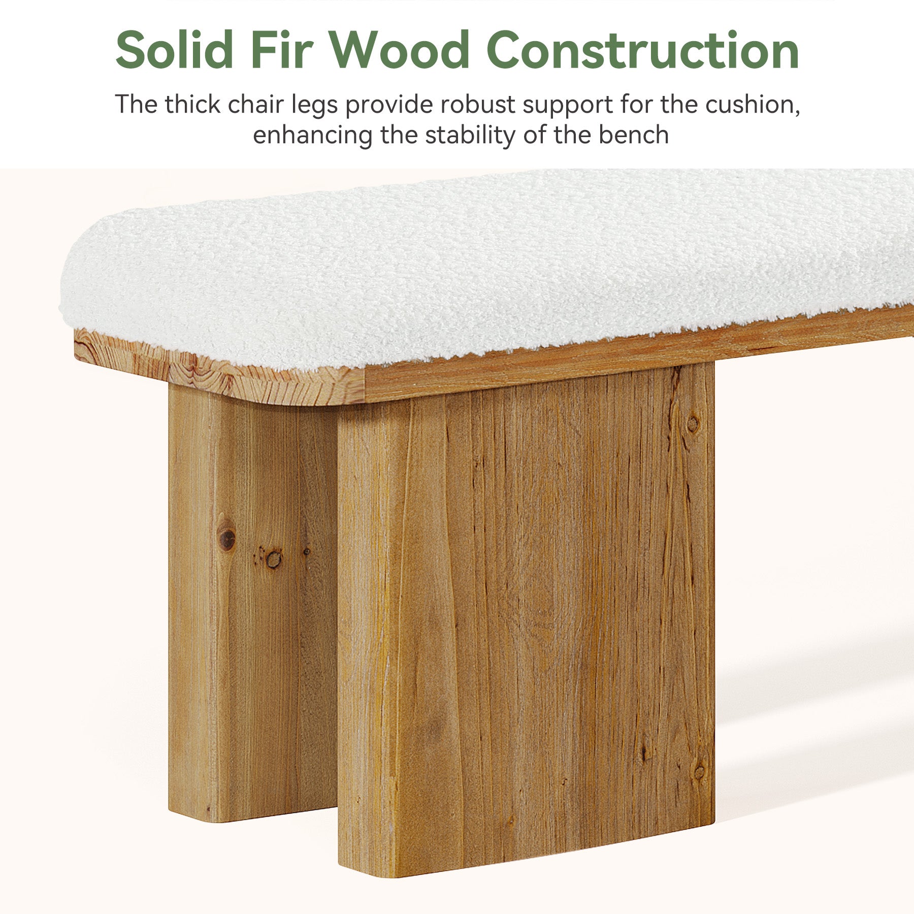 59" Solid Wood Entryway Bench, Modern Upholstered End of Bed Bench