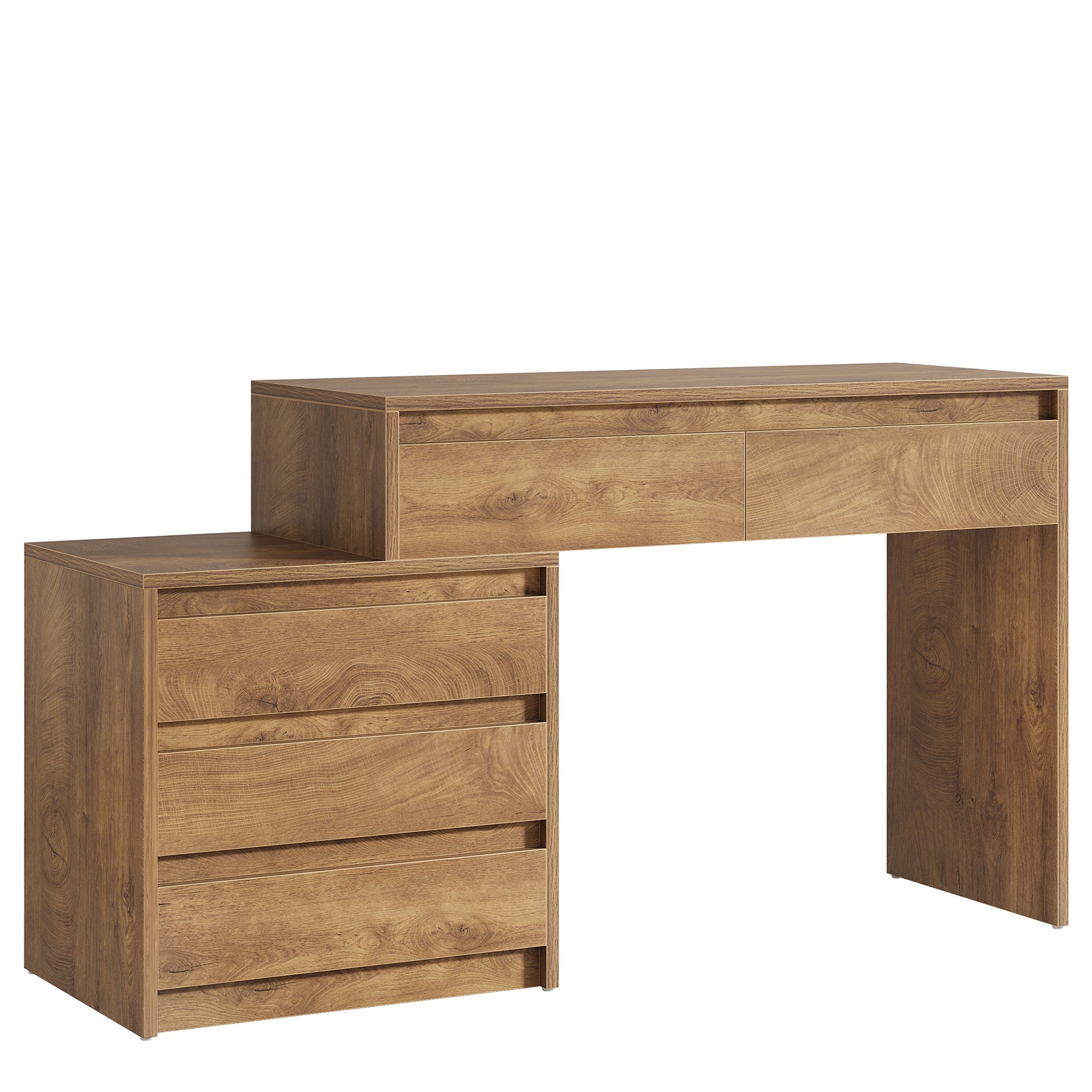 Computer Desk with 5 Drawers, Executive Home Office Desk with File Cabinet