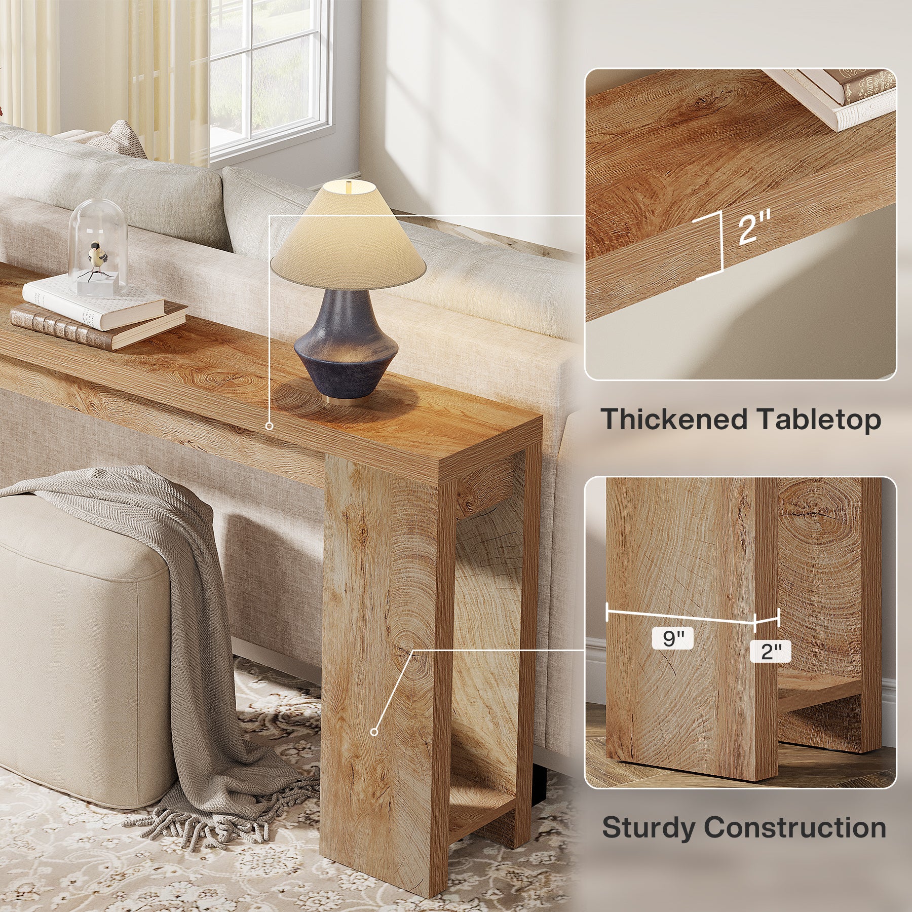 Tribesigns 70.9" Extra Long Console Table, Farmhouse Narrow Sofa Table for Entryway