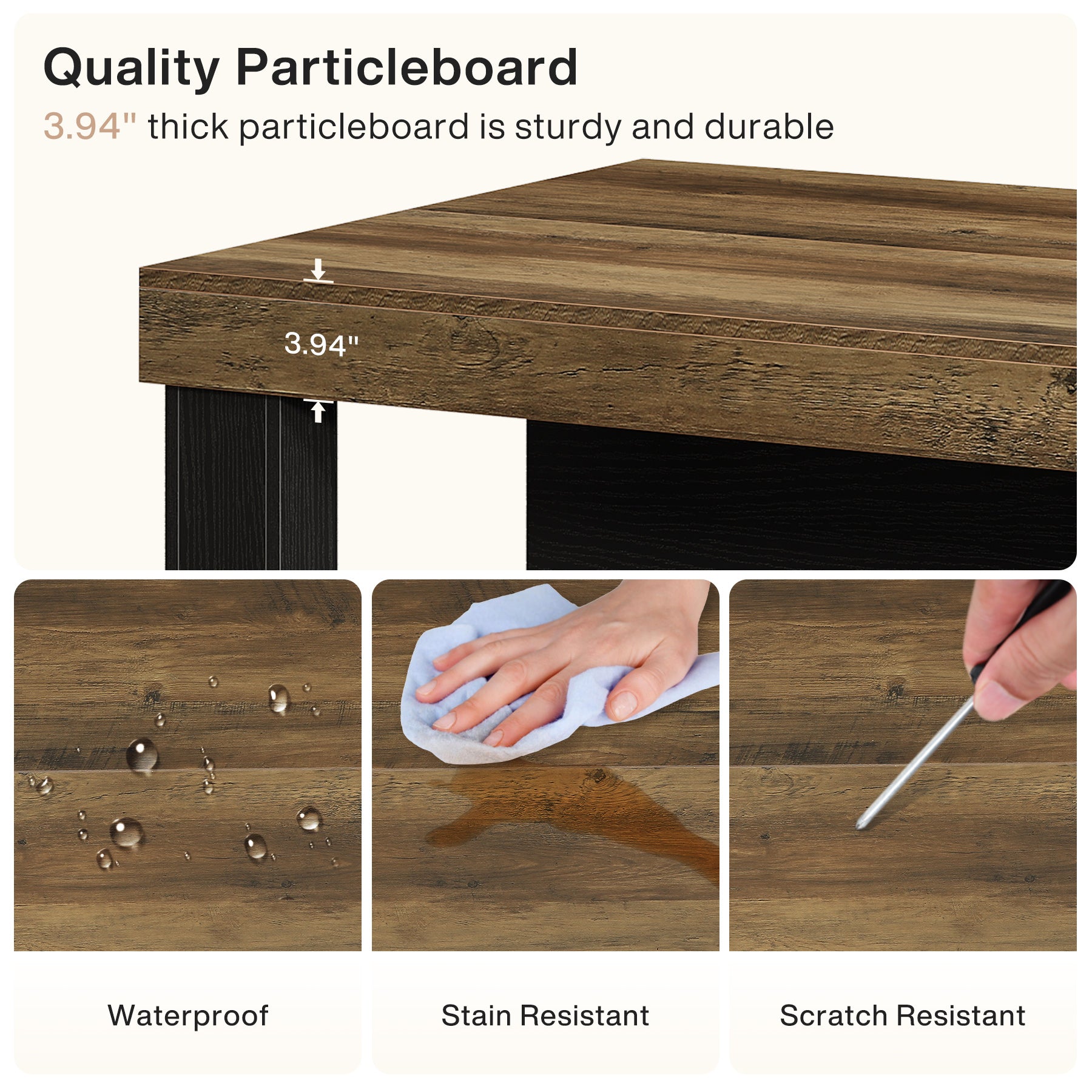 55" Counter Height Bar Table with Storage Shelves, Rectangular Kitchen Table for 6