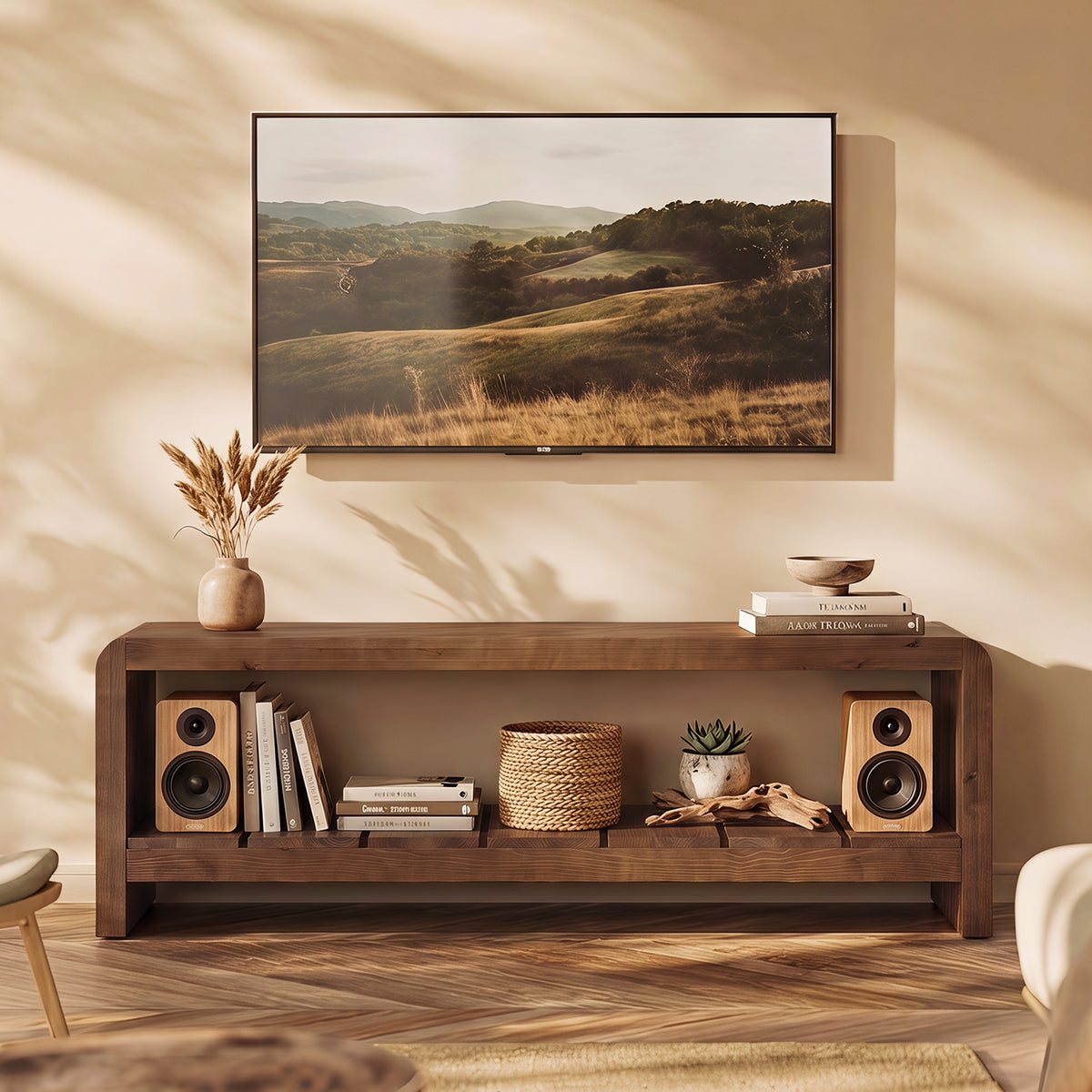 Solid Wood Tv Stand, Rustic Entertainment Center Media Console for Tv Up to 65"