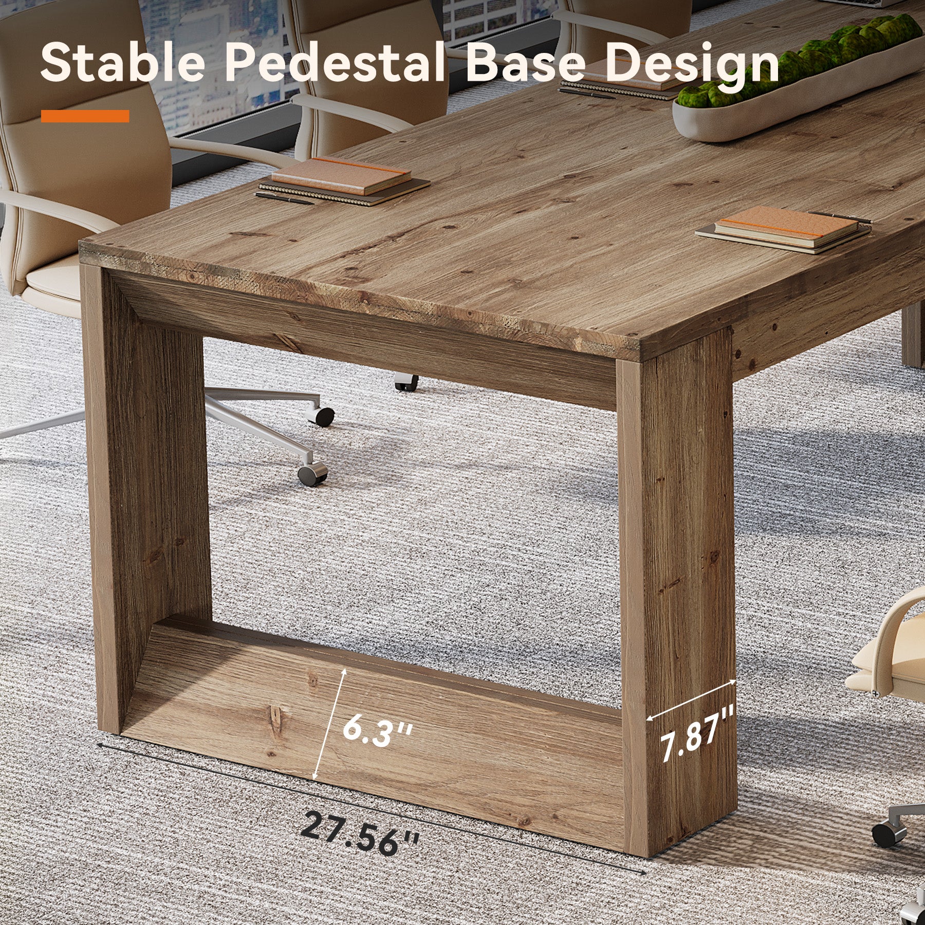 86.6" Two Person Desk, Farmhouse Solid Wood Computer Desk for Home Office