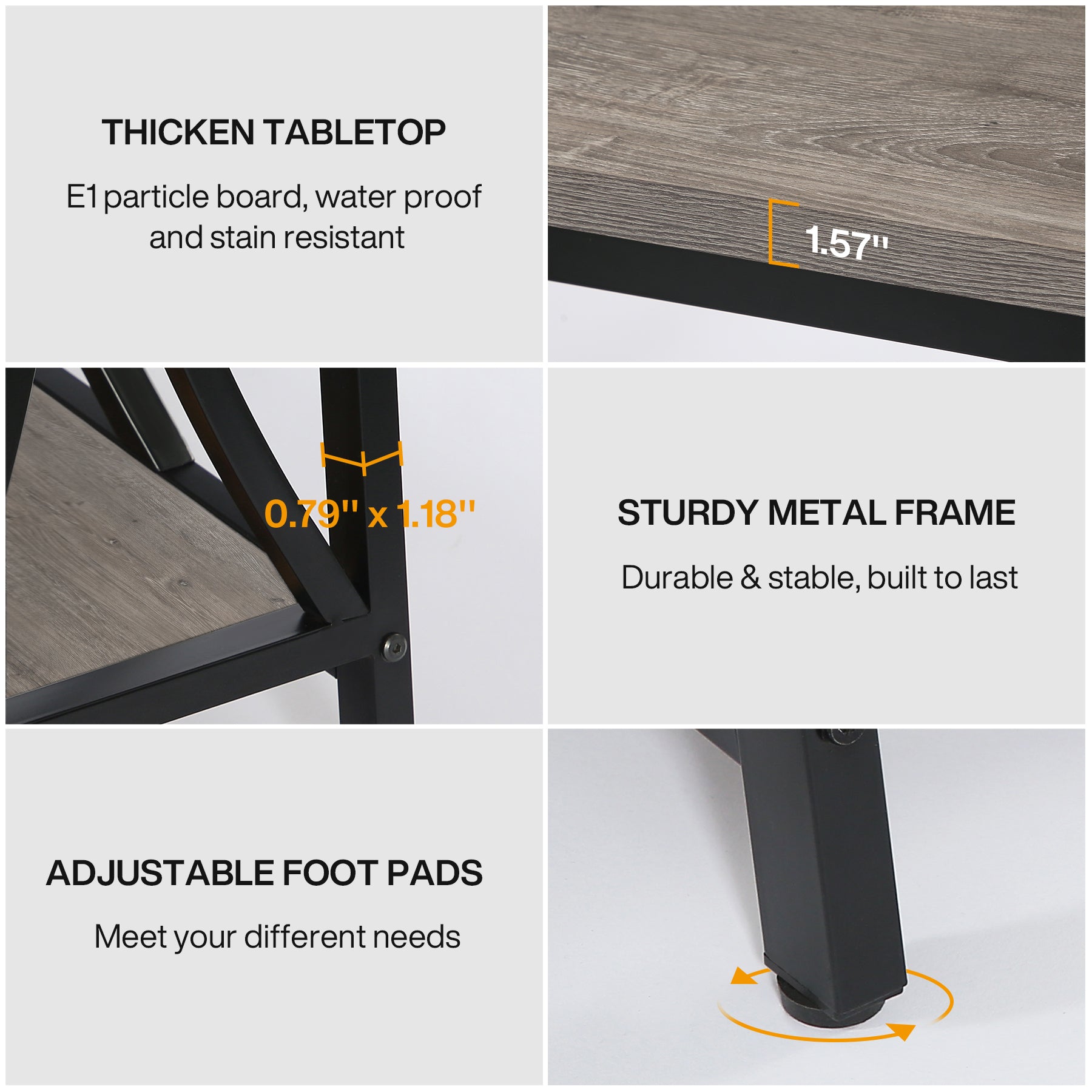 70.9" 2-Tier Industrial Console Table, Sofa Table with Shelves for Living Room or Entryway