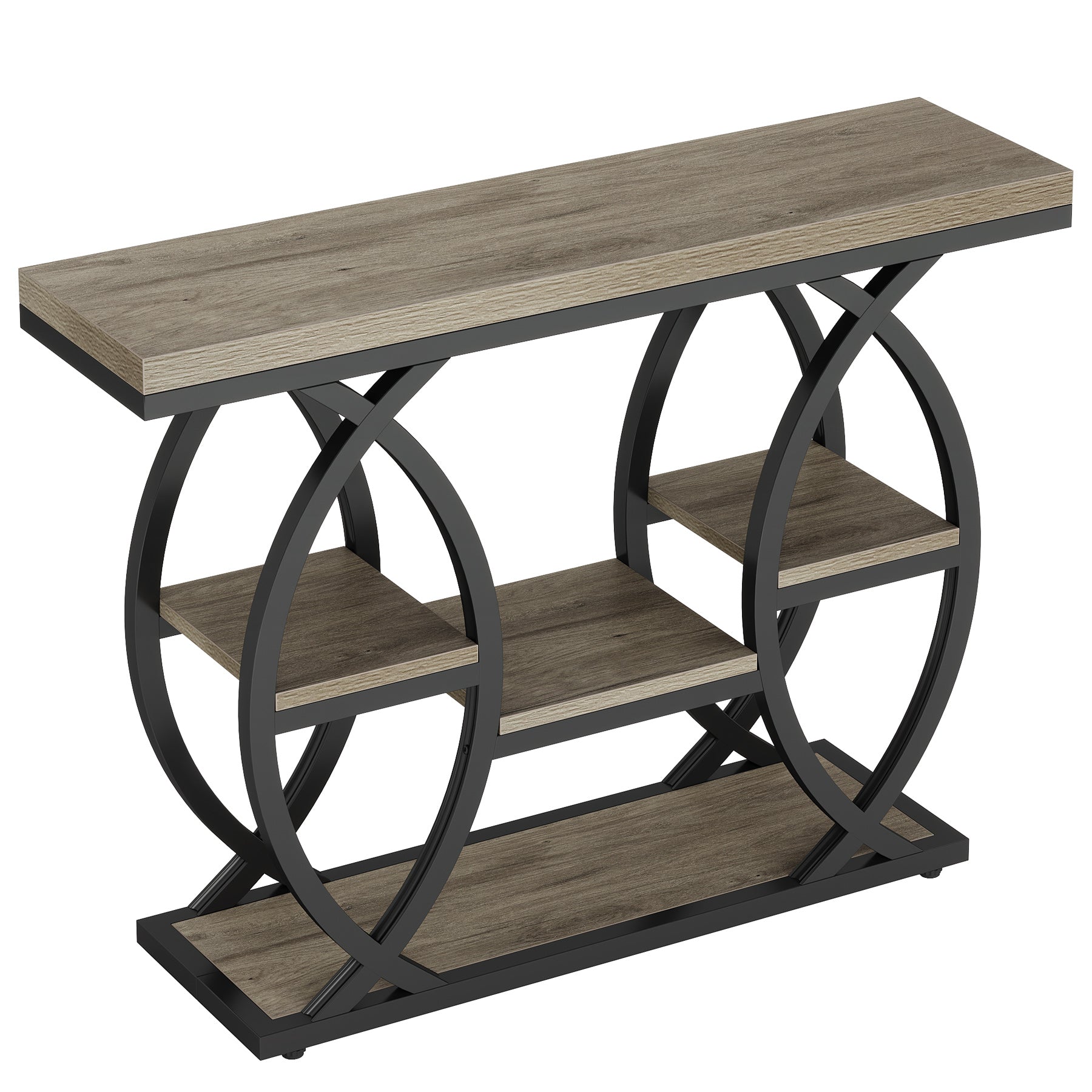 4-Tier Console Table, 39" Sofa Entryway Table with Storage Shelves