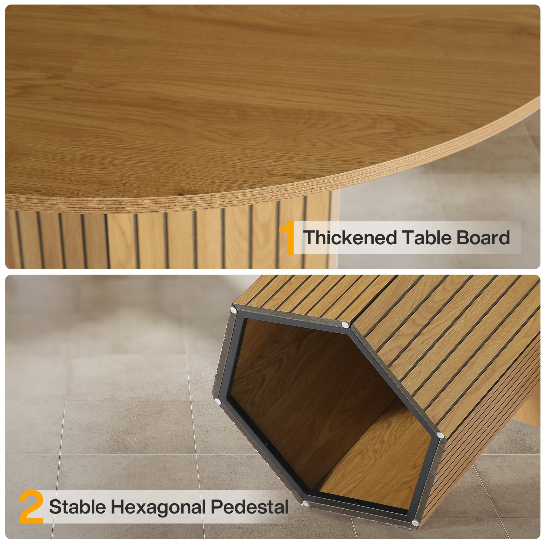 47" Round Dining Table, Kitchen Table with Pedestal Base for 4-6