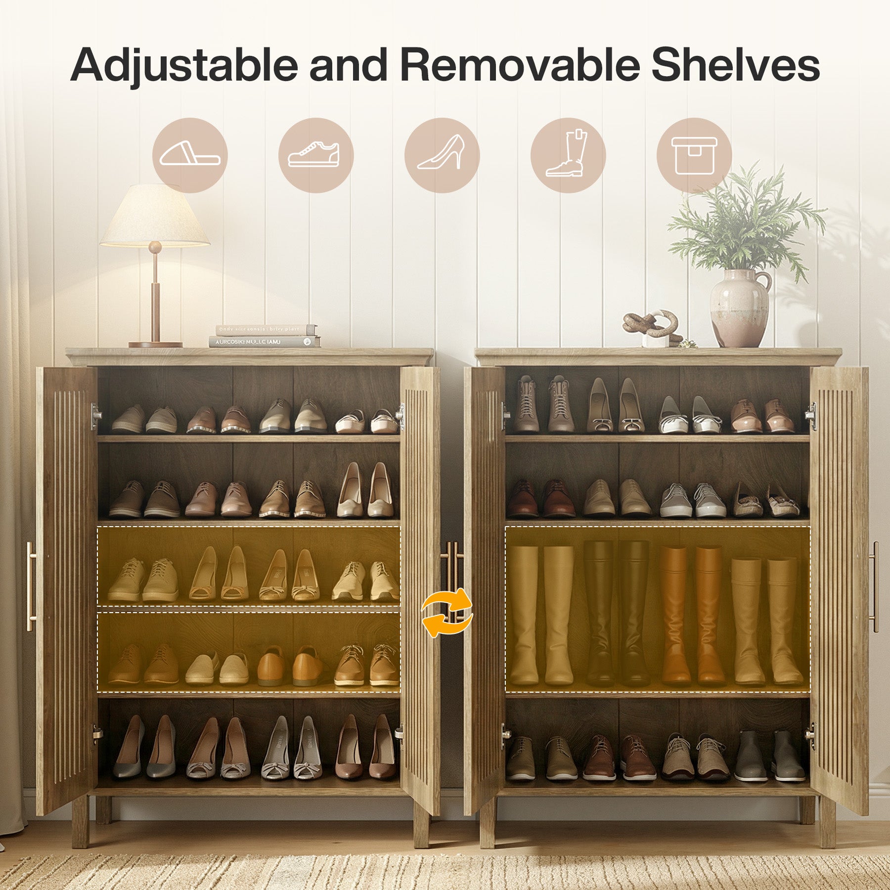 Tribesigns 5-Tier Shoe Cabinet with Doors, Tall Entryway Shoe Storage