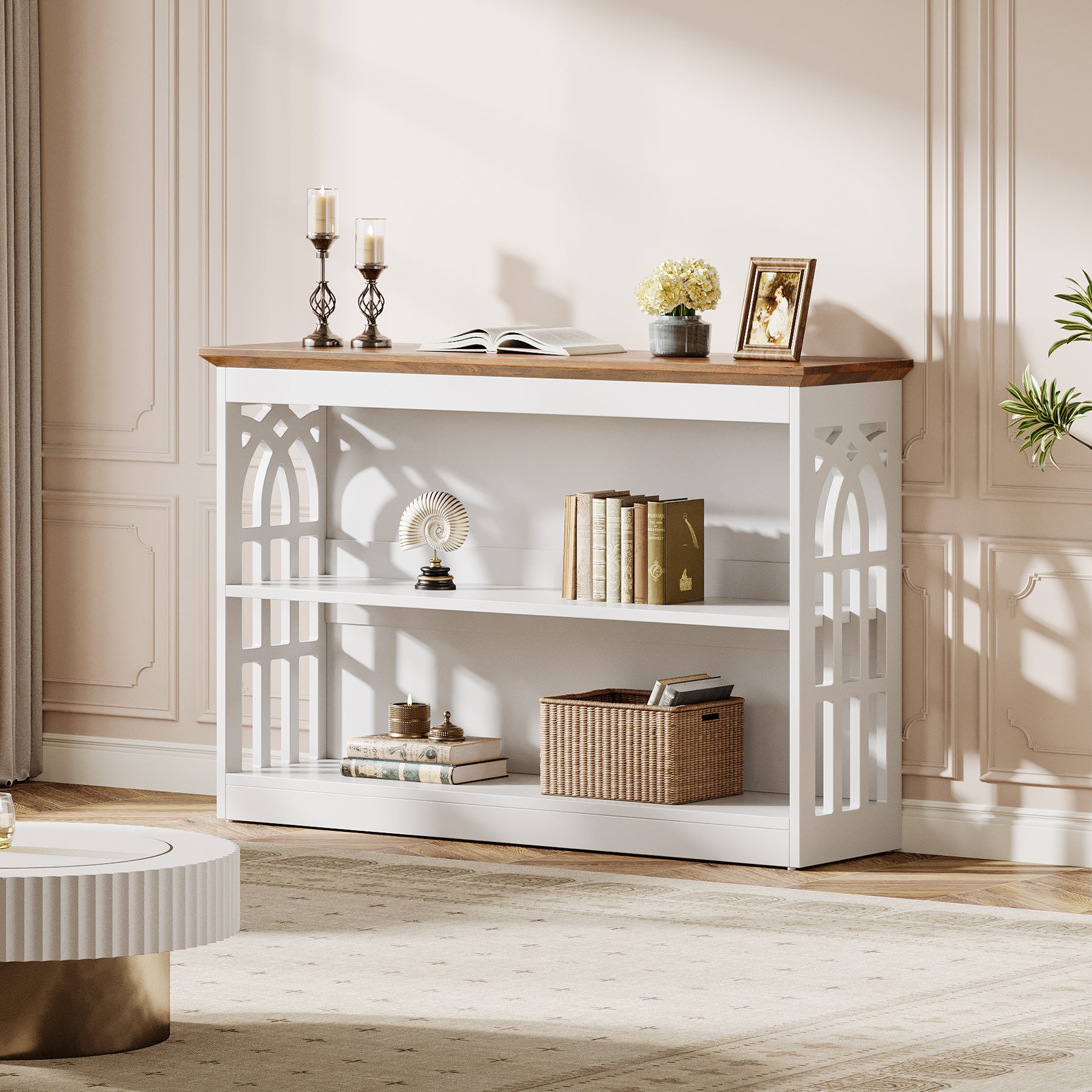 3-Tier Console Table, 41.34" Modern Entryway Sofa Table Behind the Couch