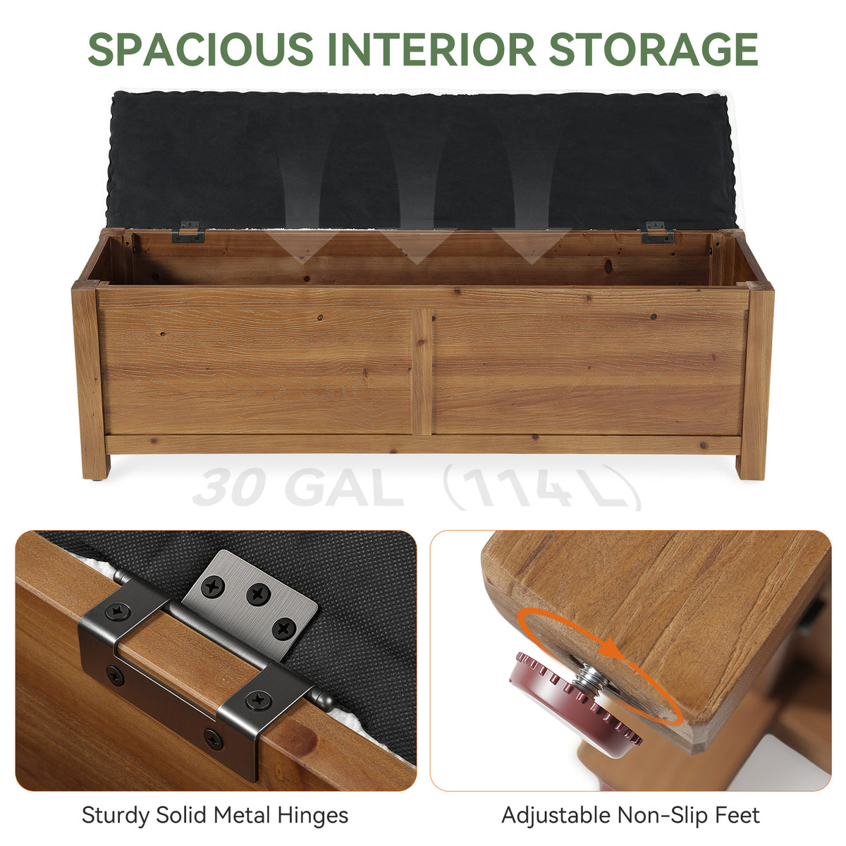 55" Lift Top Storage Bench, Hidden Storage, Wooden End of Bed Entryway Bench
