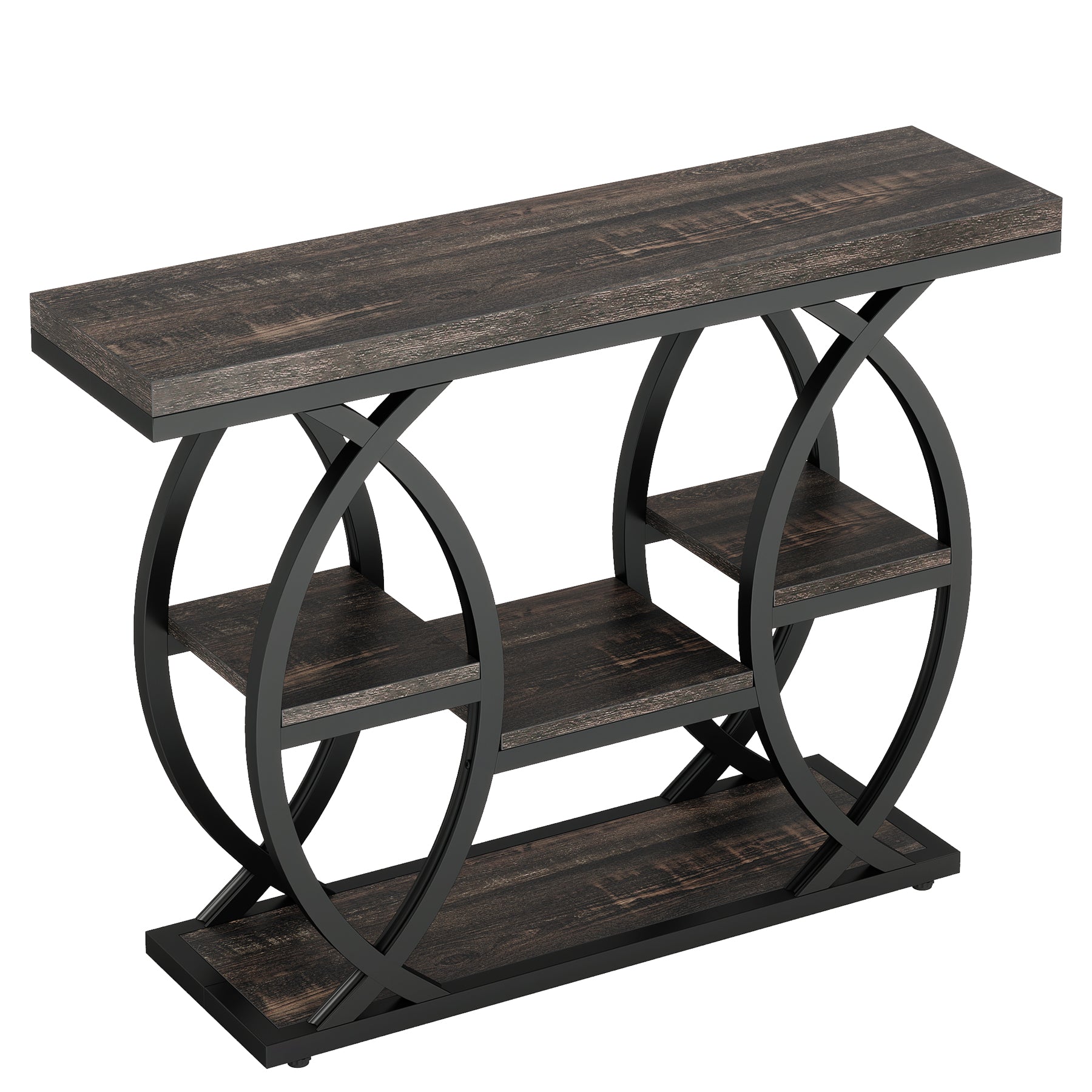 4-Tier Console Table, 39" Sofa Entryway Table with Storage Shelves