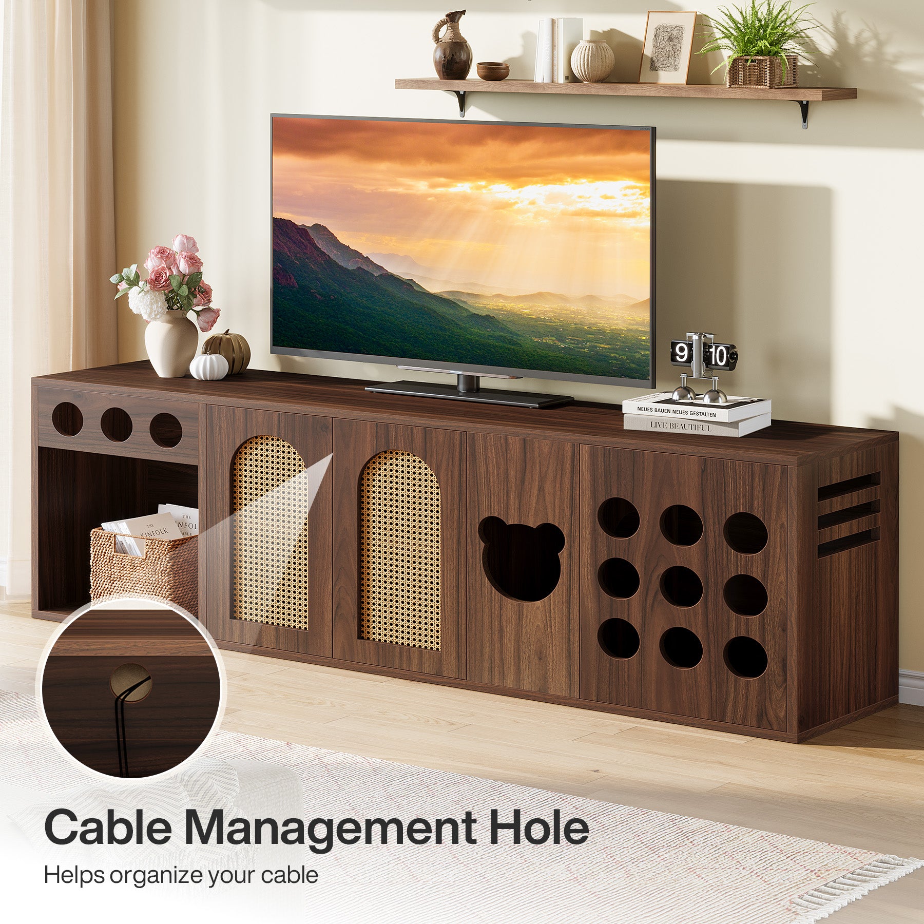 70.9" TV Stand, Extra Large Console Cabinet Entertainment Center