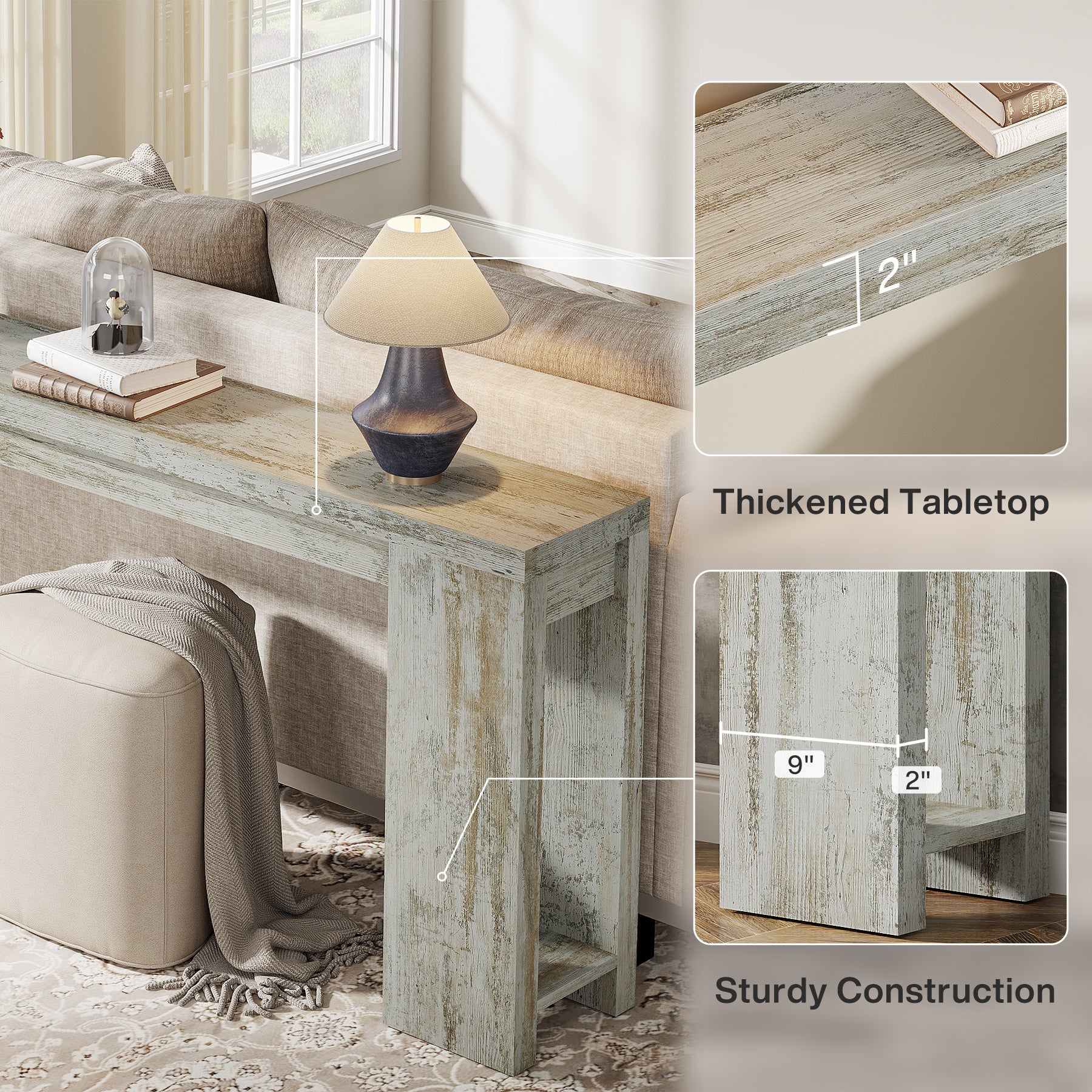 Tribesigns 70.9" Extra Long Console Table, Farmhouse Narrow Sofa Table for Entryway