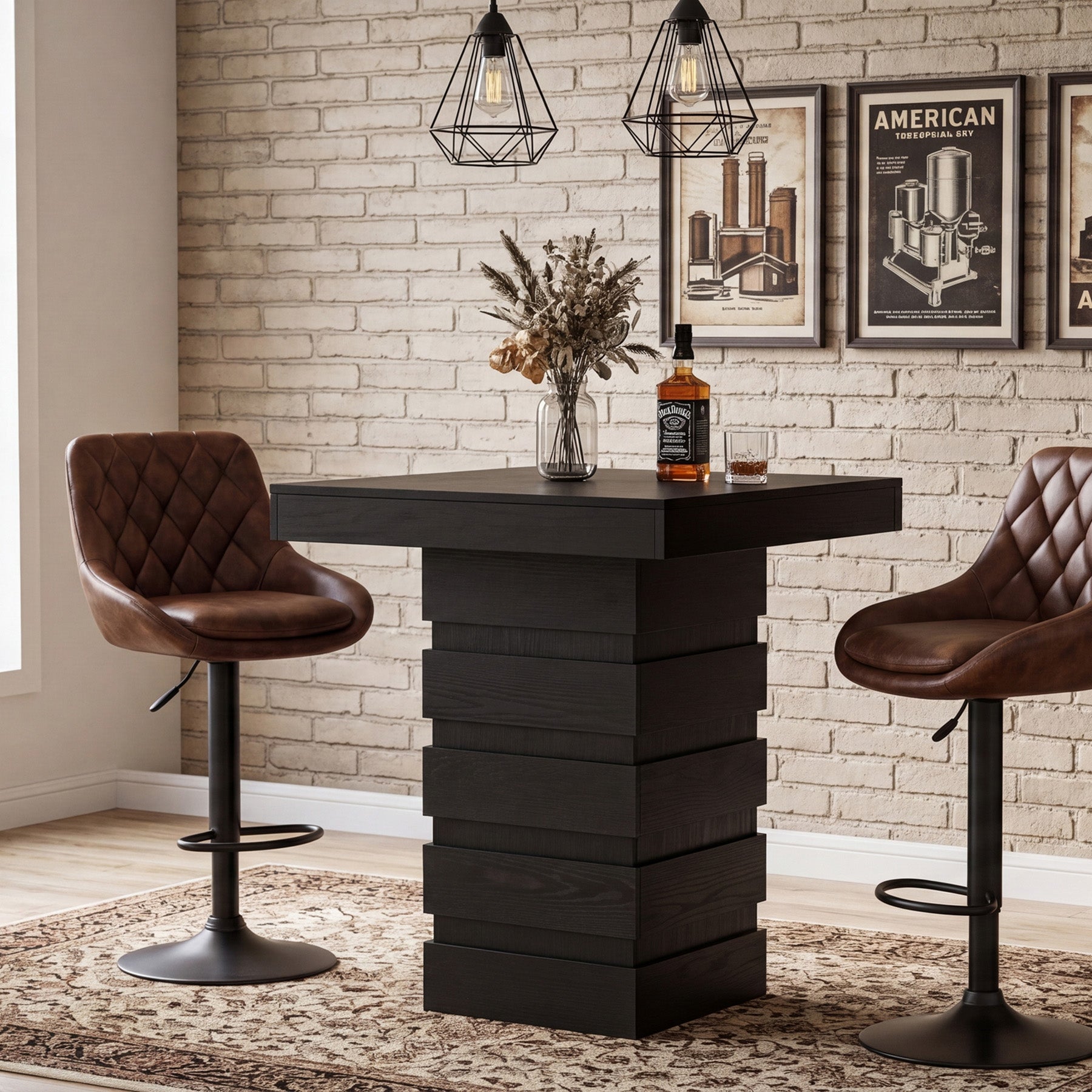 Tribesigns 37.4-Inch Bar Height Table, Square Pub Table with Block Base for Kitchen Nook Living Room