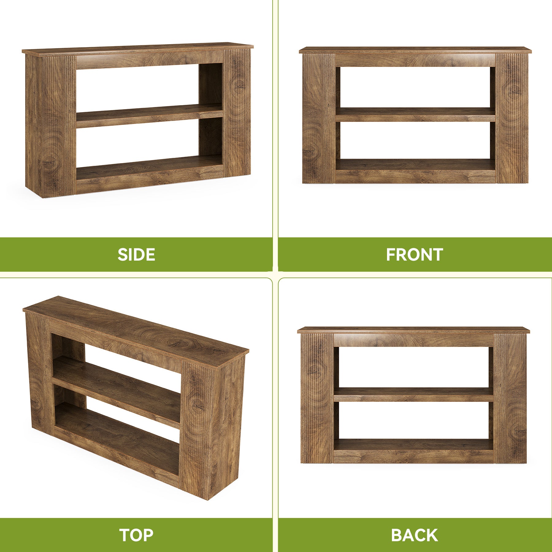 55" Console Table, 3-Tier Sofa Table Behind Couch Entryway Table with Storage