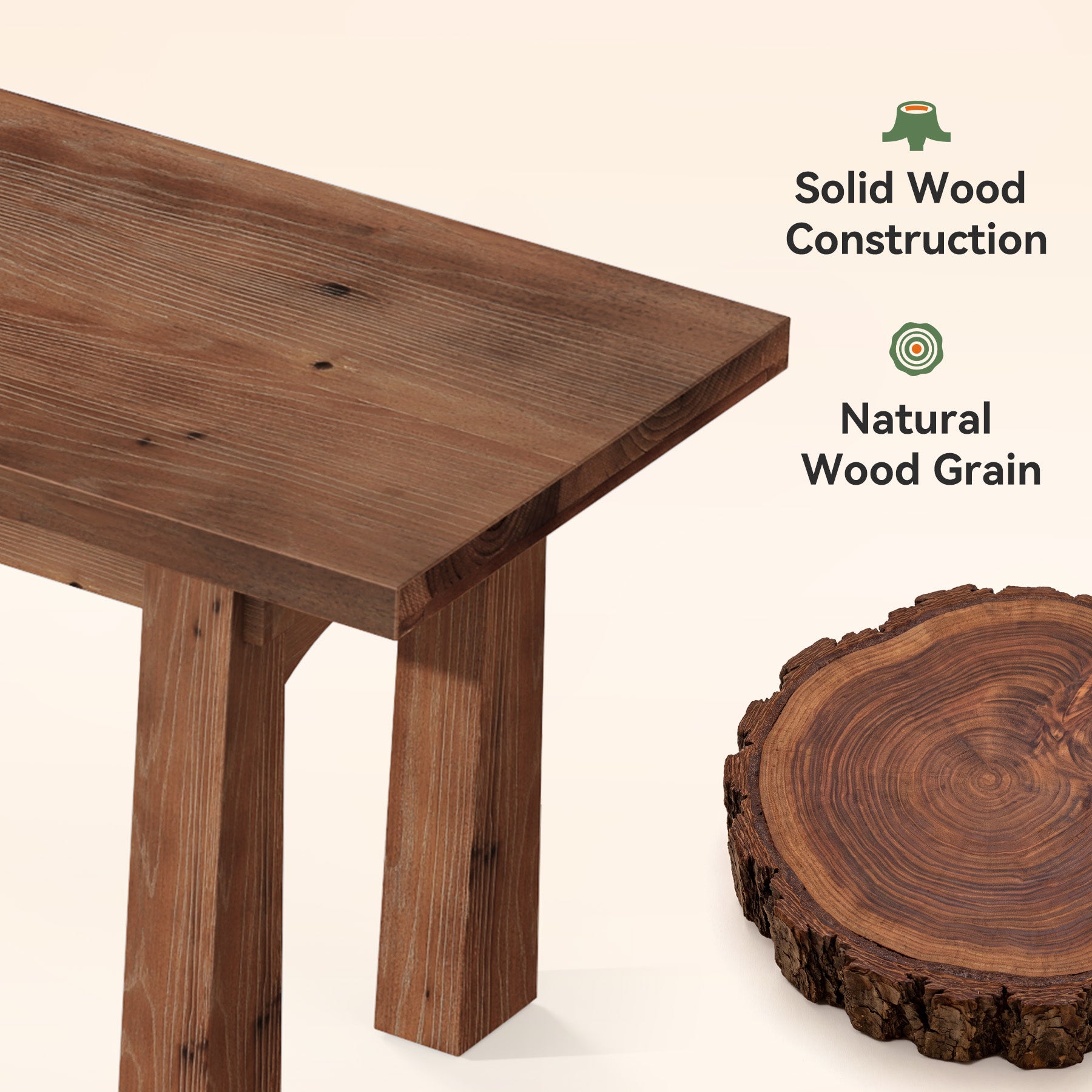 55" Solid Wood Entryway Bench, Farmhouse Shoe Bench End of Bed Bench, Easy Assembly