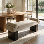 55.3" Upholstered Dining Bench, Modern Kitchen Bench with Roll Arms