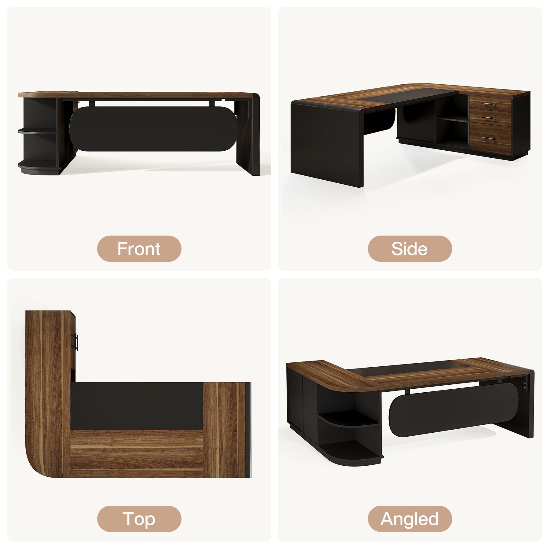 Large 80" L-Shaped Computer Desk with Storage Drawers, Executive Office Workstation