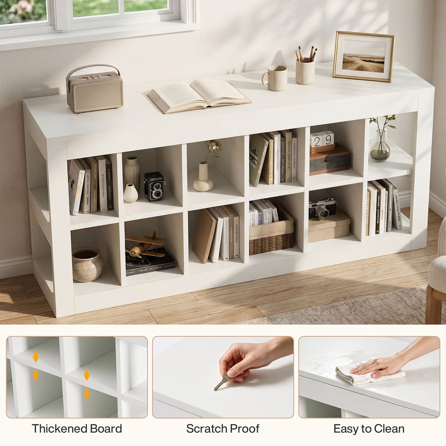 52.36" 12 Cube Organizer Bookcase, 2-Tier Open Shelf Storage for Living Room Bedroom Office