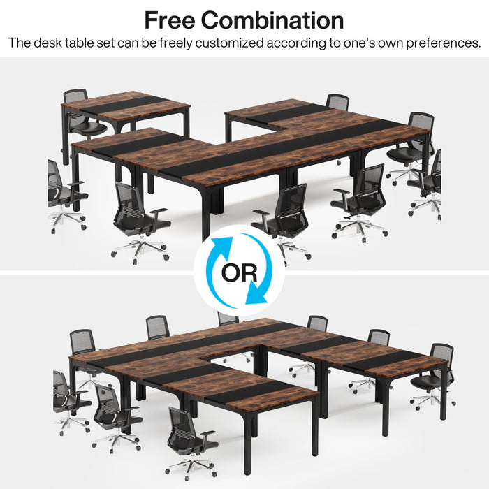 2-Piece Conference Table, Industrial Meeting Tables Set of 2 Tribesigns