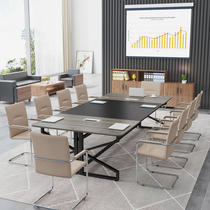 8FT Conference Table, Large Meeting Boardroom Table with Cable Grommet Tribesigns